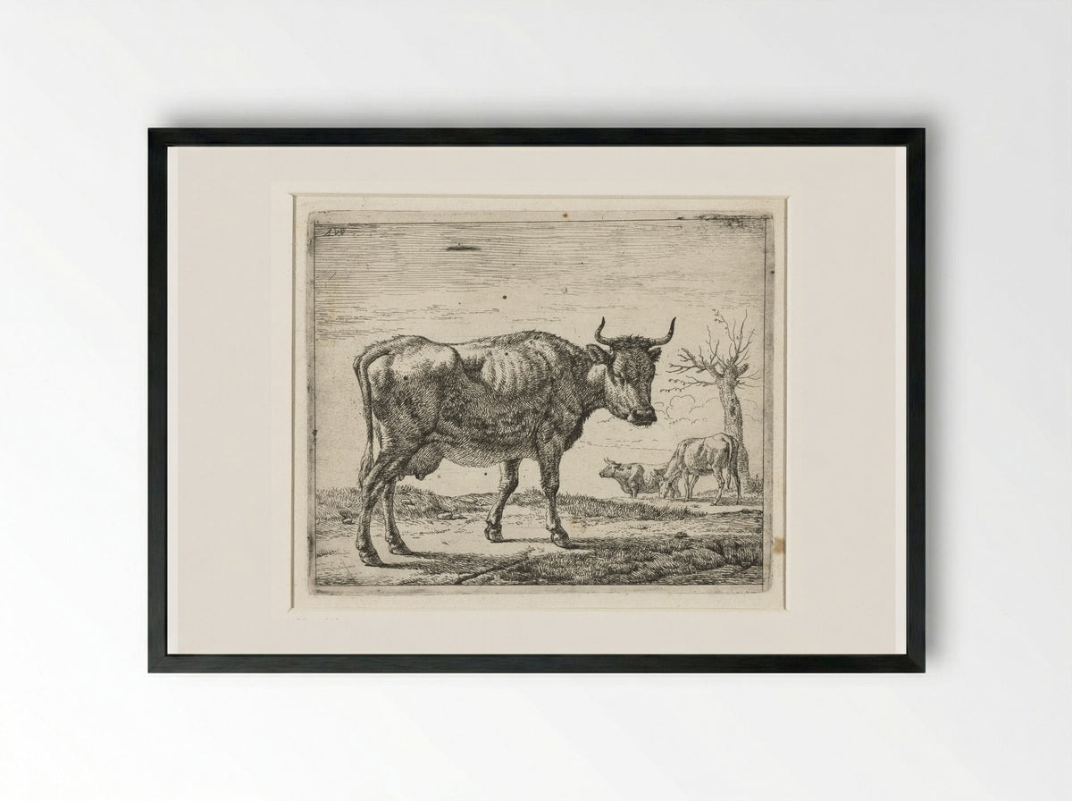 Drie koeien - Adriaen van de Velde - Framed Print Black
