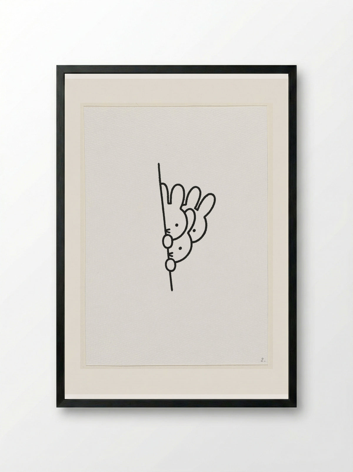 Drie konijnenhoofden achter muur - Dick Bruna - Framed Print Black