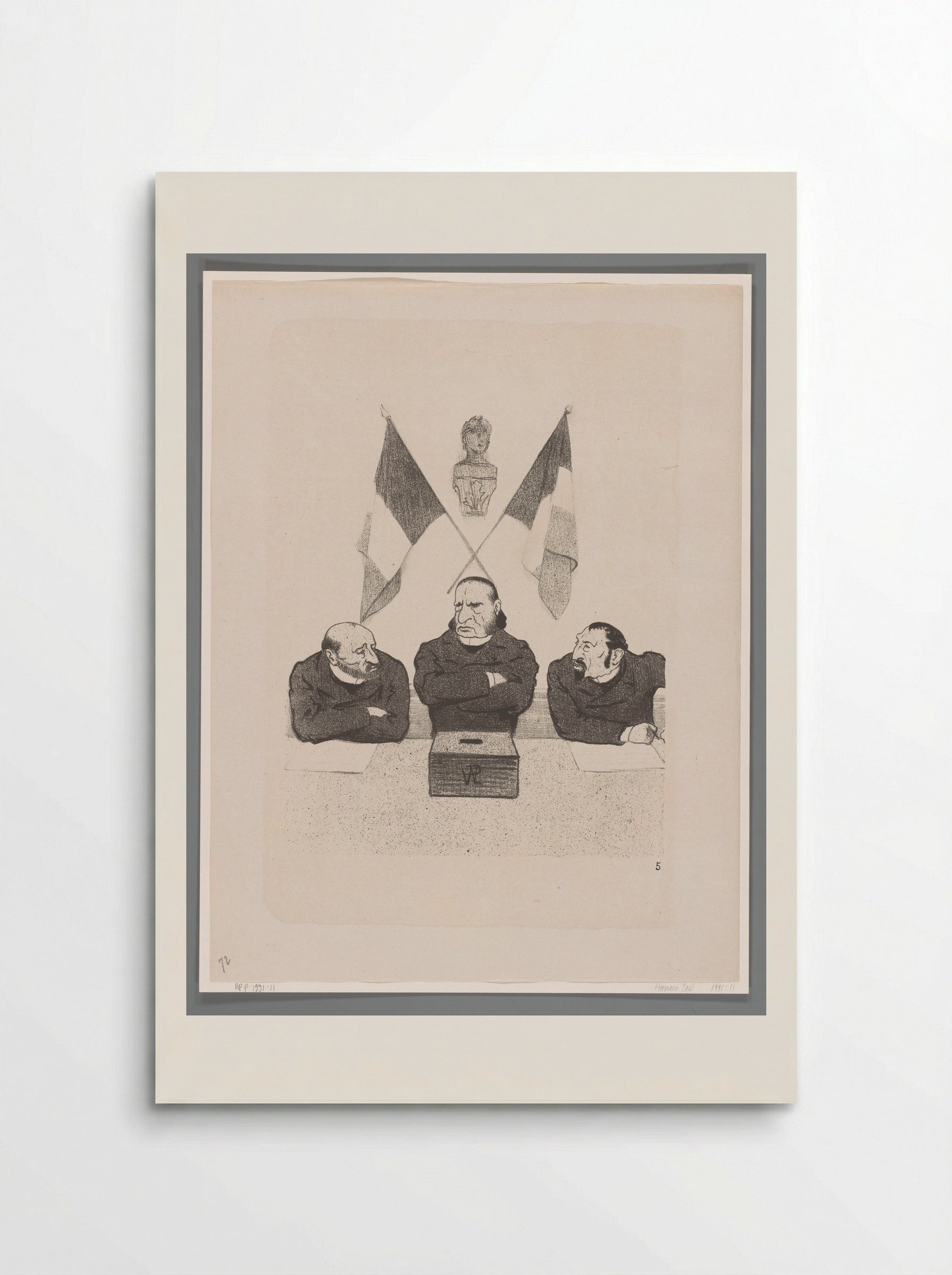 Drie mannen bij een stembus - Hermann-Paul - Poster