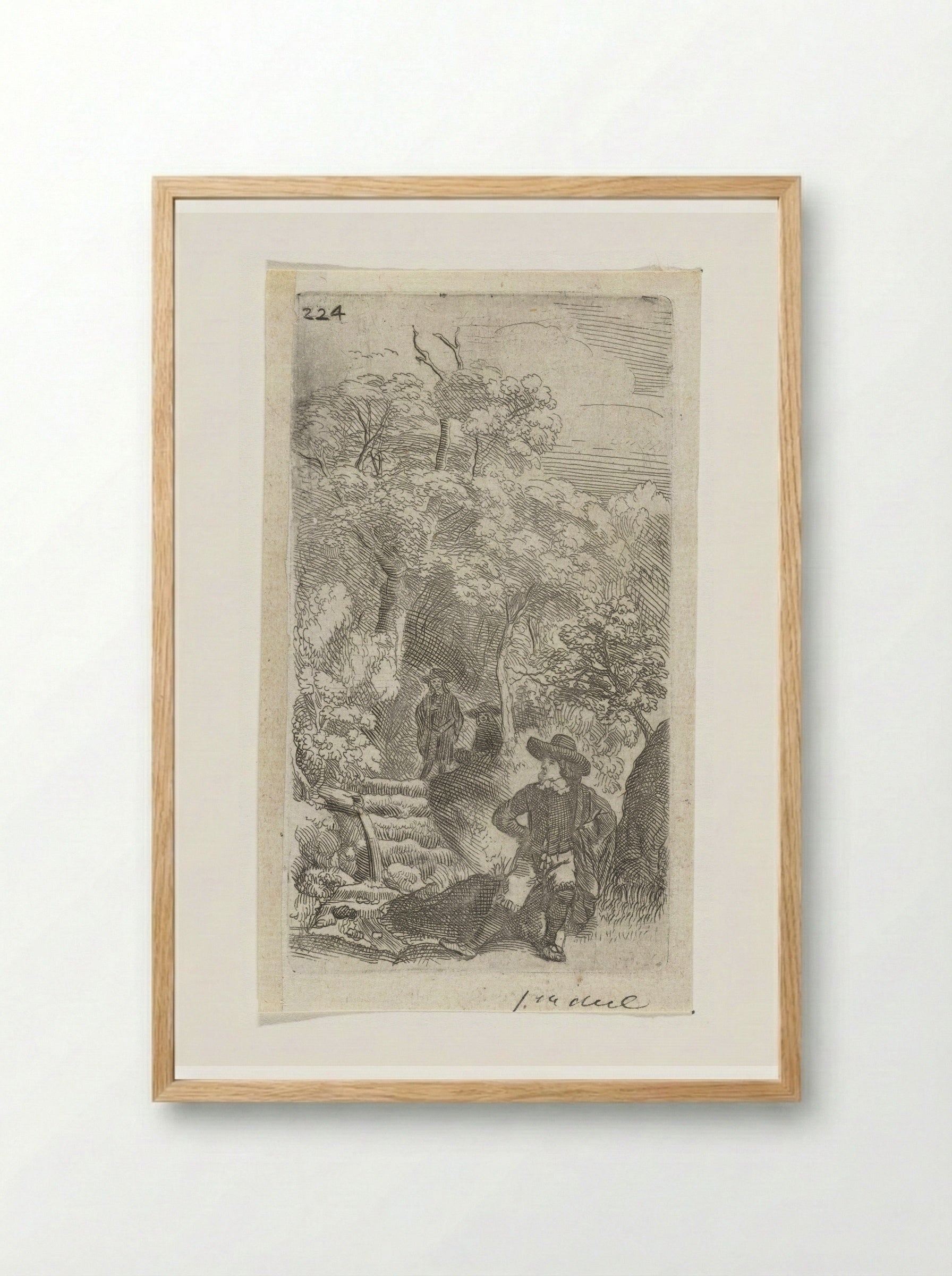 Drie mannen in een tuin - Samuel van Hoogstraten - Framed Print Wood