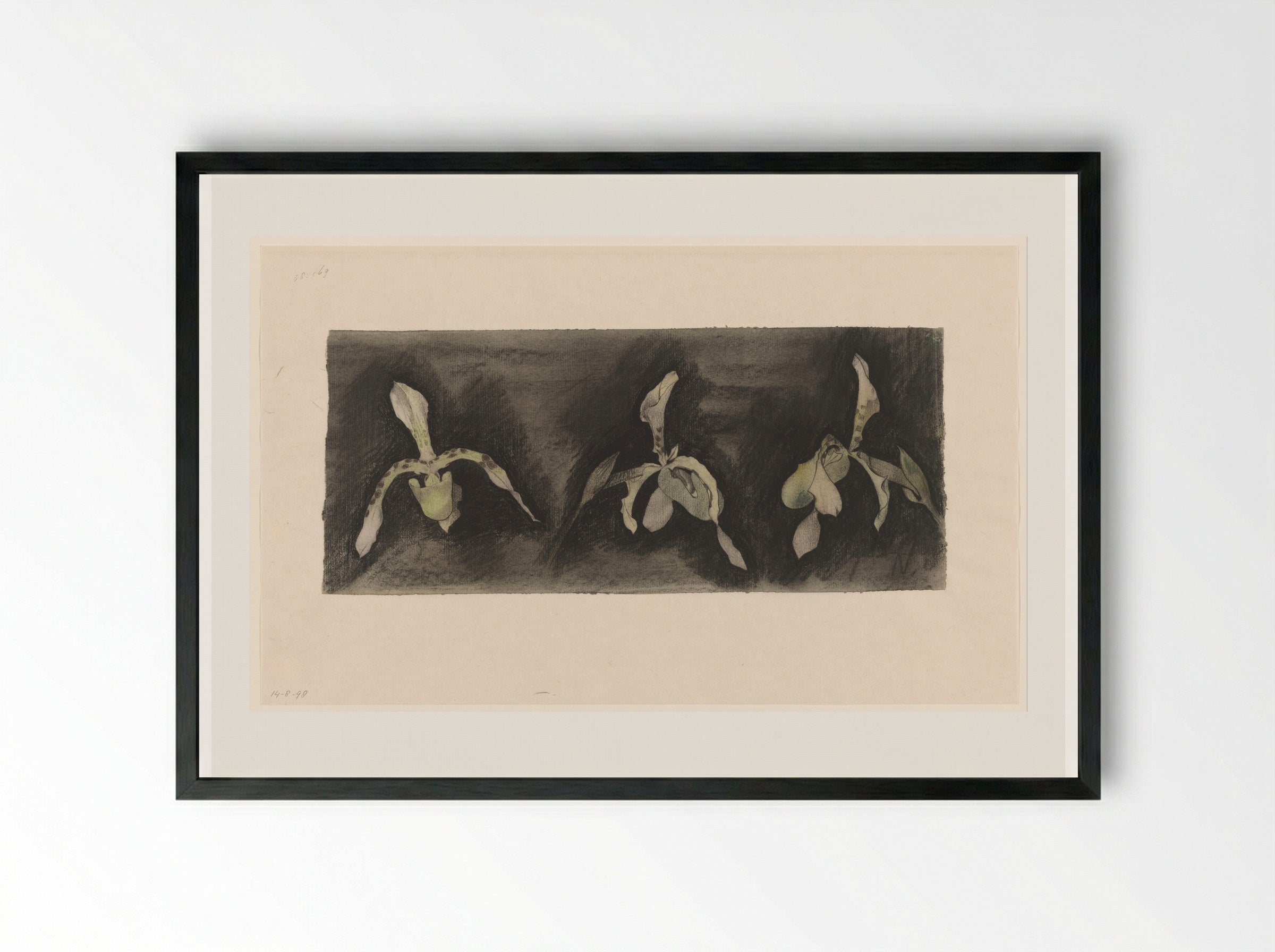 Drie orchideeën (Three Orchids) - Theo Nieuwenhuis - Framed Print Black