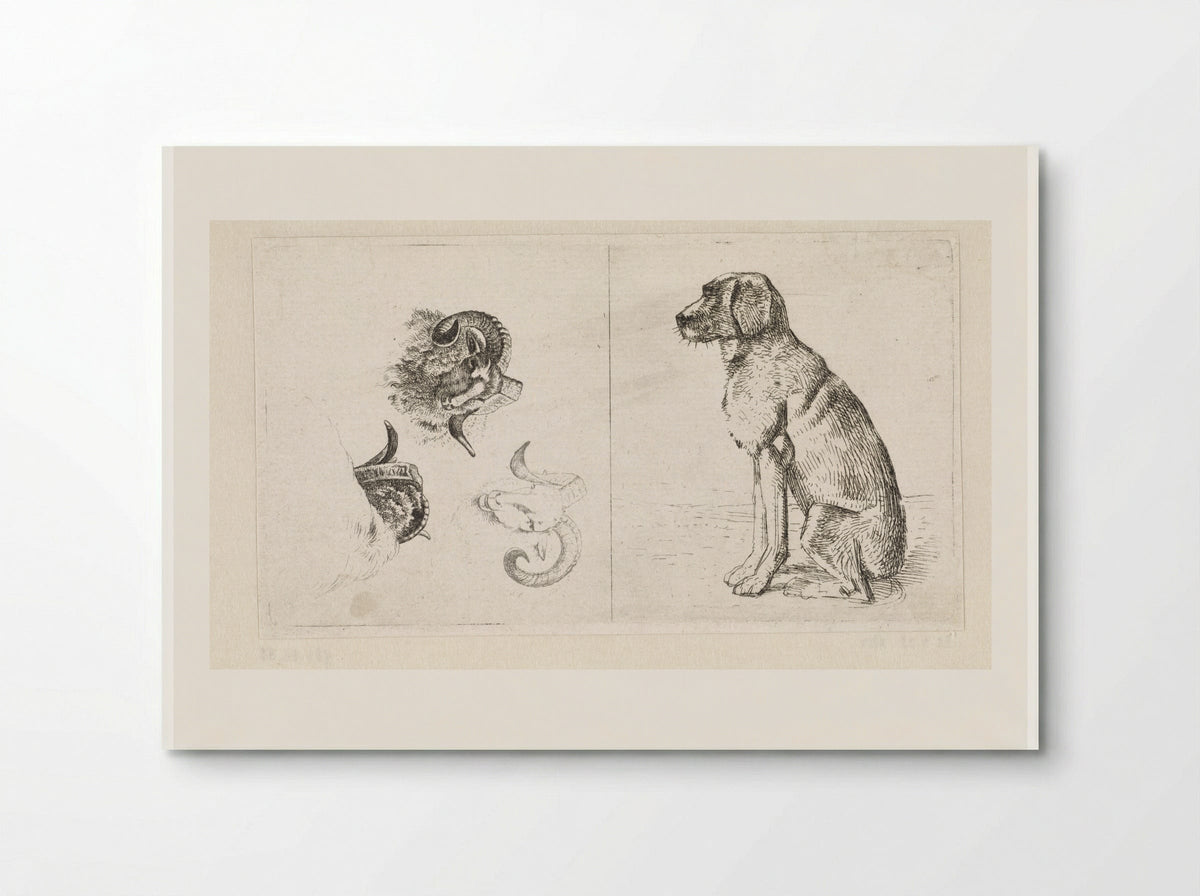 Drie ramskoppen / Zittende hond - Wouter Johannes van Troostwijk - Poster