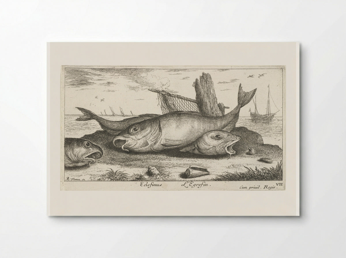 Drie schelvissen op het strand - Albert Flamen - Poster