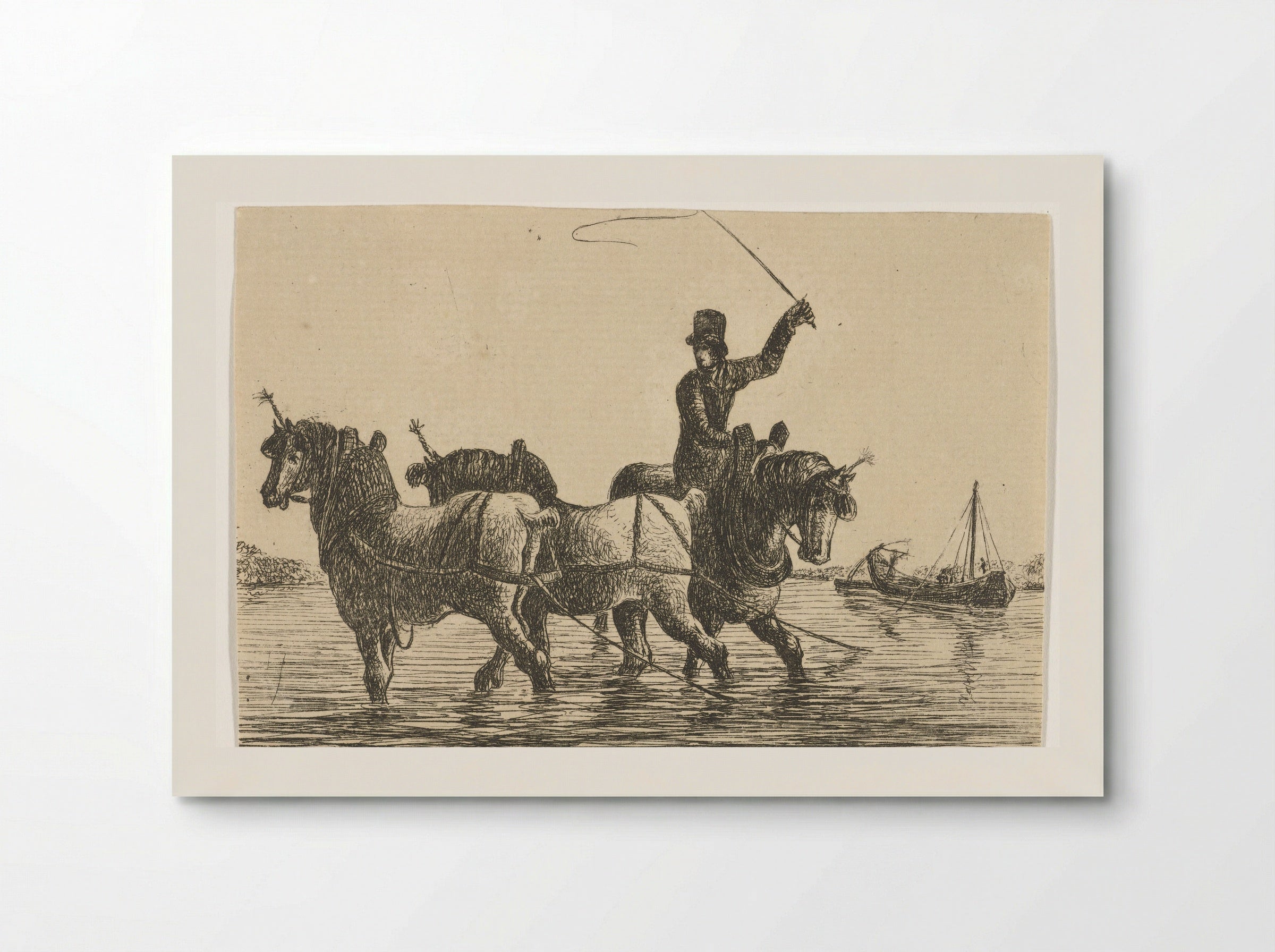 Drie trekpaarden in het water - Otto Baron Howen - Poster