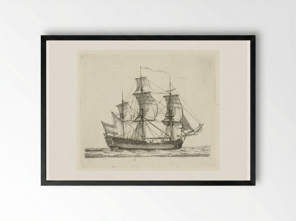 Driemaster met vlag - Gerrit Groenewegen - Framed Print Black