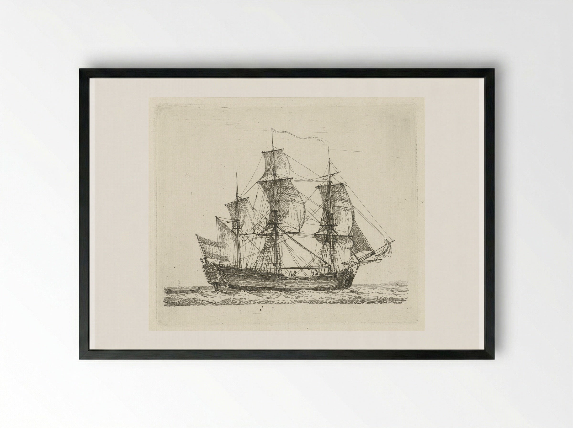 Driemaster met vlag - Gerrit Groenewegen - Framed Print Black