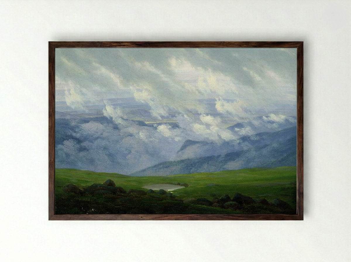 Drifting Clouds - Caspar David Friedrich - Framed Print Dark Wood