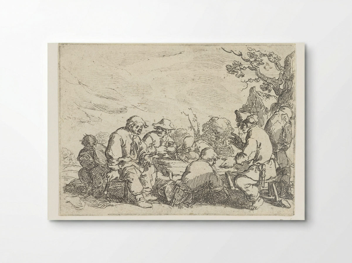 Drinkende boeren aan een tafel - Andries Both - Poster
