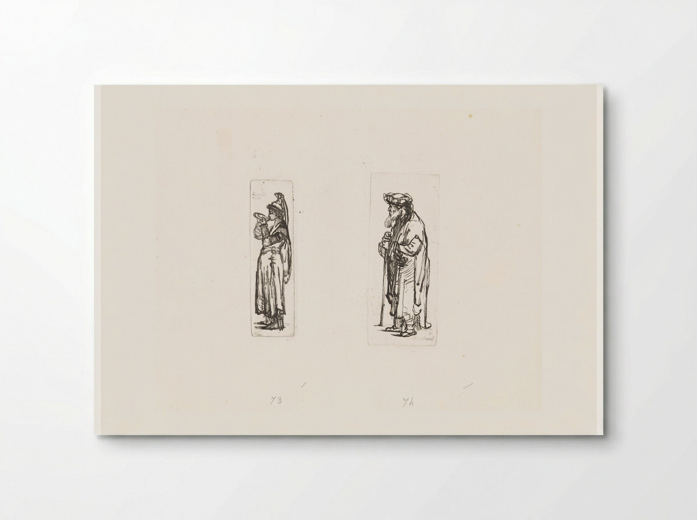 Drinkende vrouw en man met wandelstok - Matthijs Pool - Poster