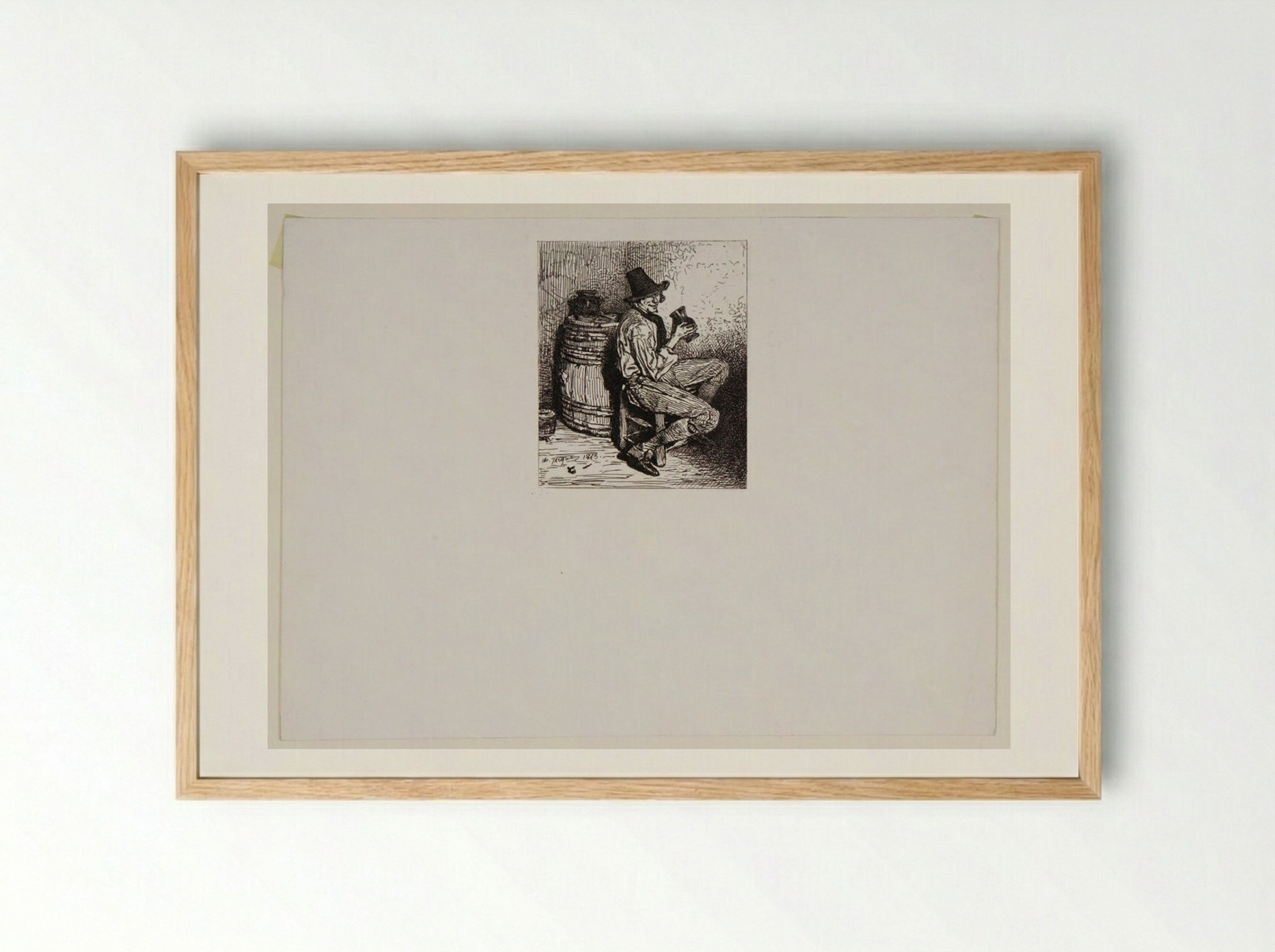 Drinker - Charles-Émile Jacque - Framed Print Wood