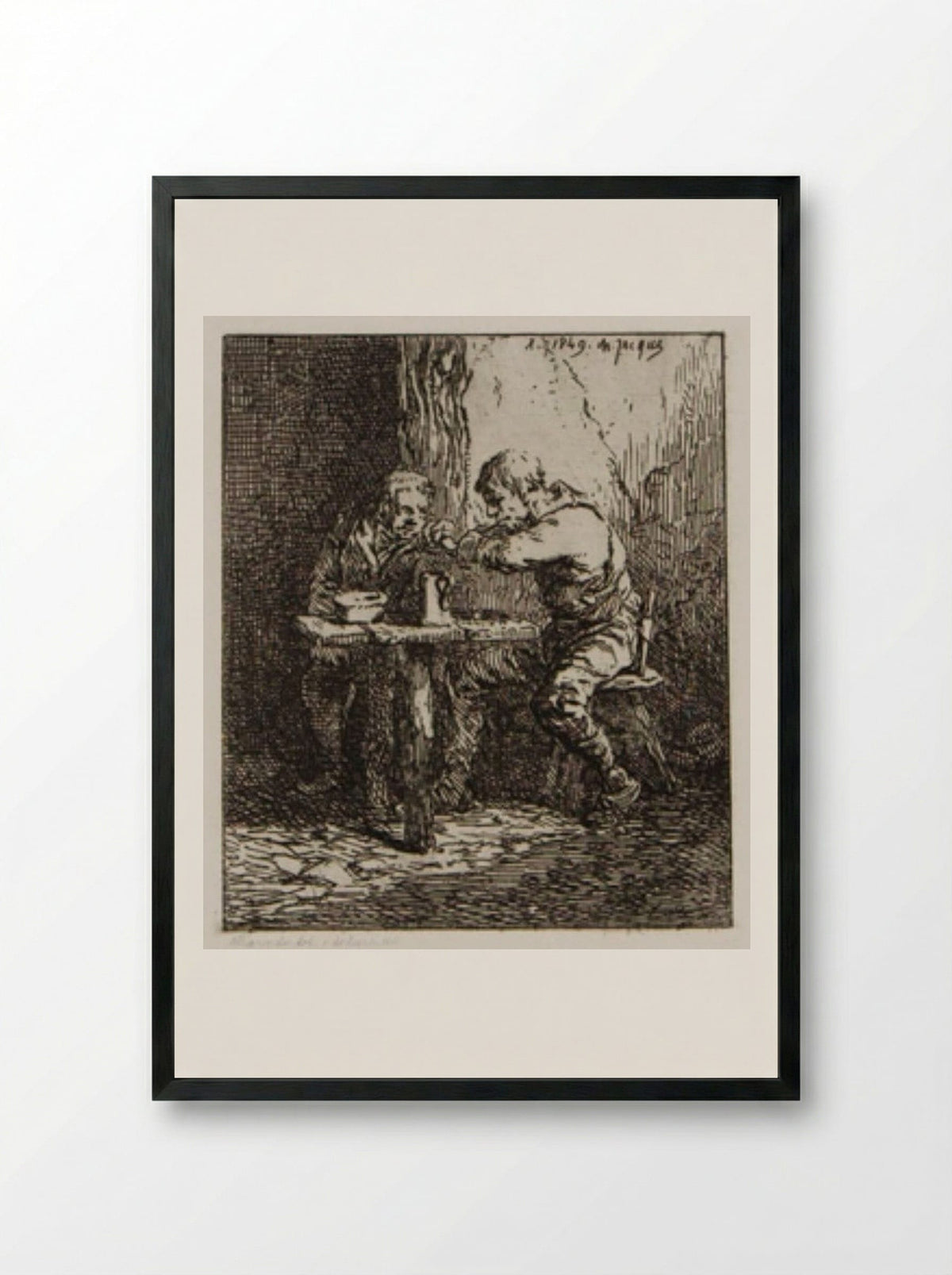 Drinkers - Charles-Émile Jacque - Framed Print Black