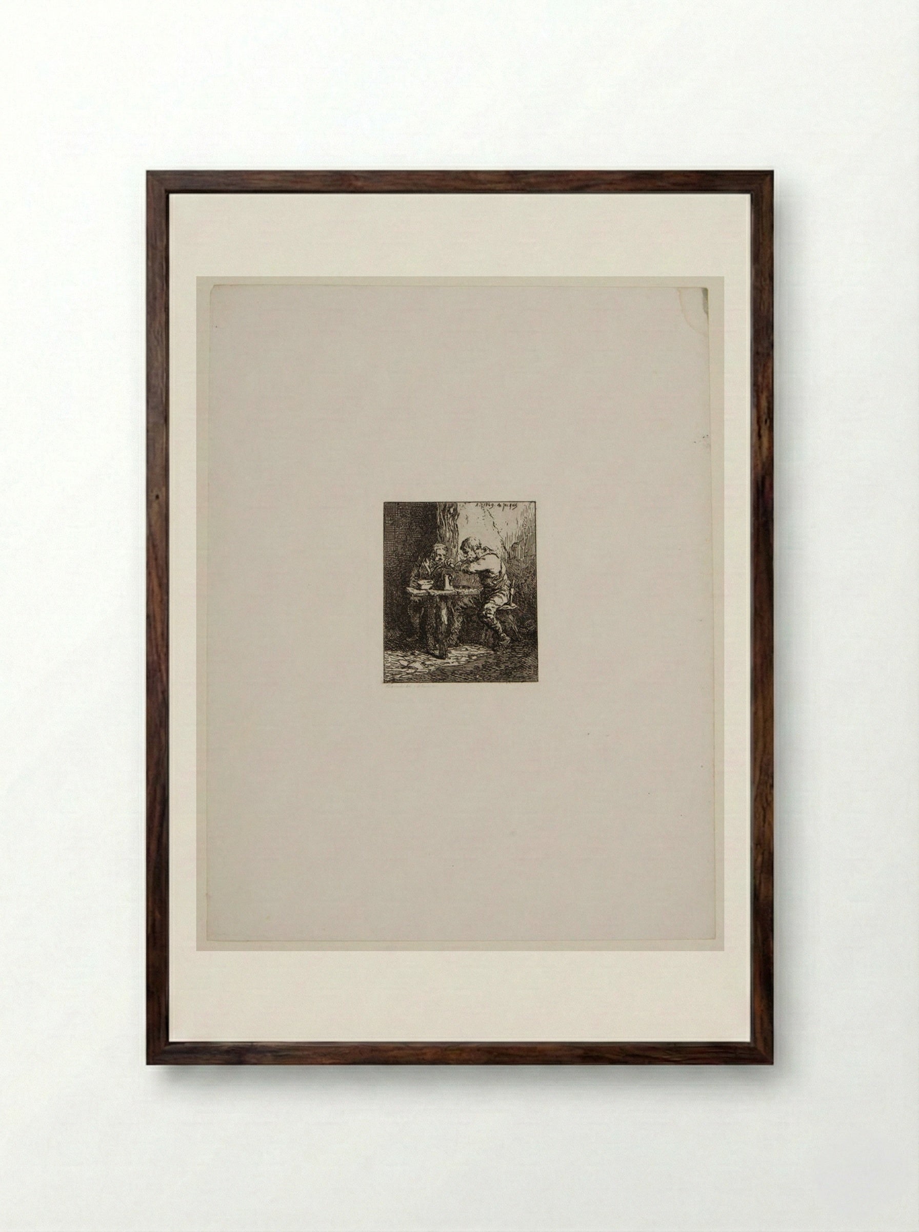Drinkers - Charles-Émile Jacque - Framed Print Dark Wood
