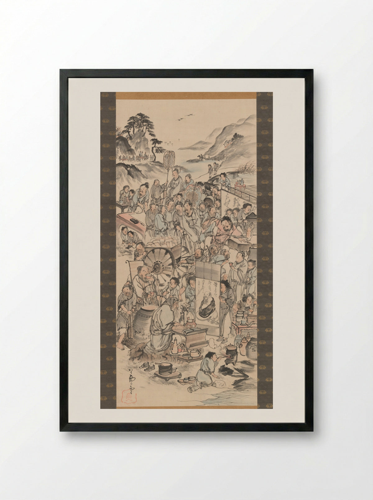 Drinking Festival of the Eight Immortals of the Wine Cup - Nagasawa Rosetsu - Framed Print Black