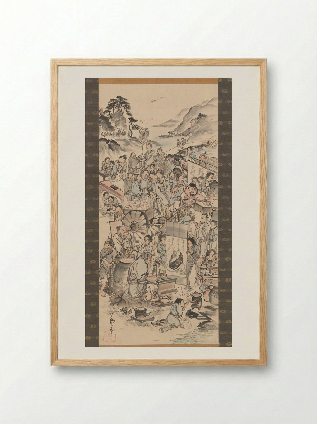 Drinking Festival of the Eight Immortals of the Wine Cup - Nagasawa Rosetsu - Framed Print Wood