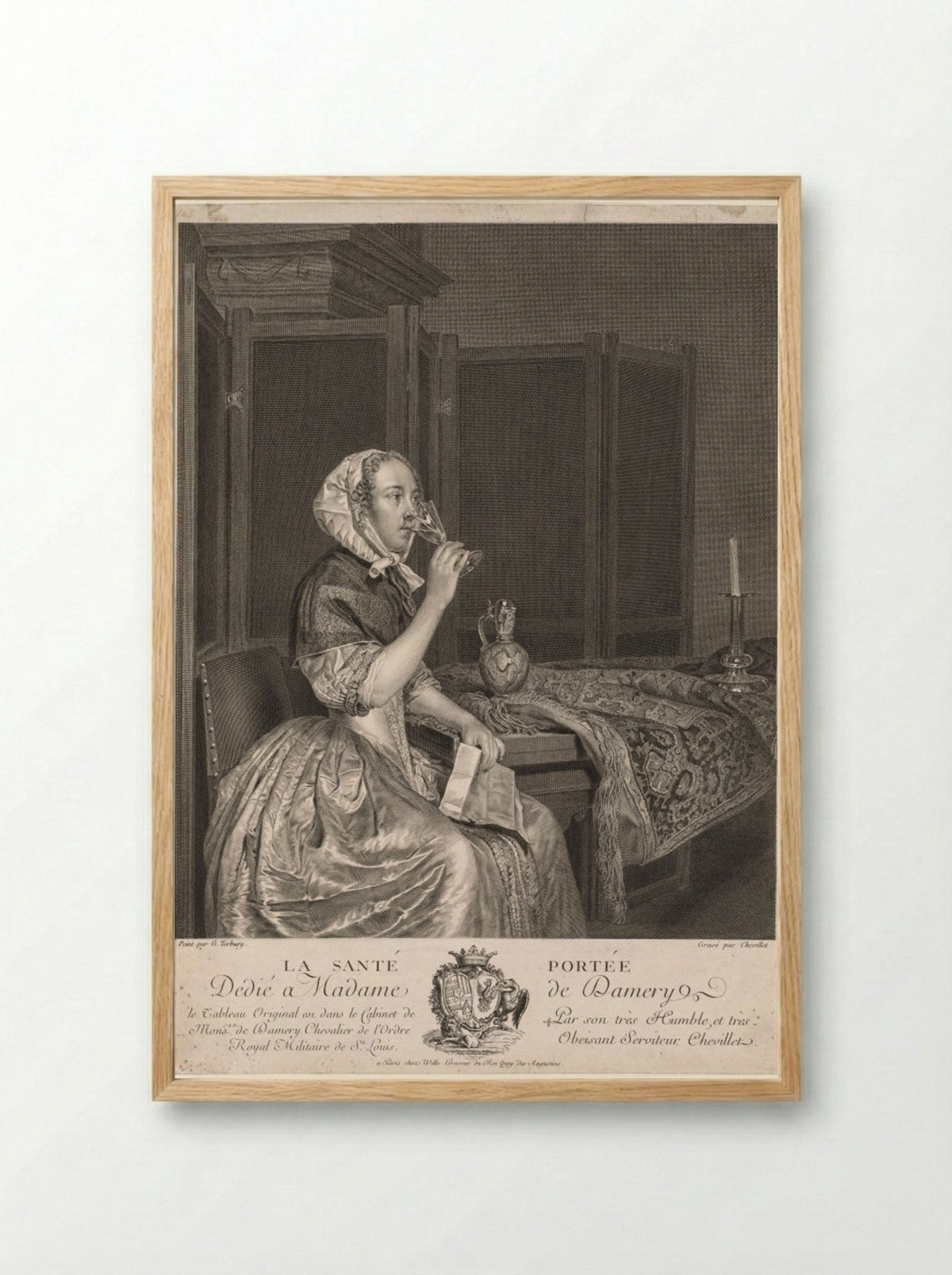 Drinking a Toast - Gerard ter Borch - Framed Print Wood
