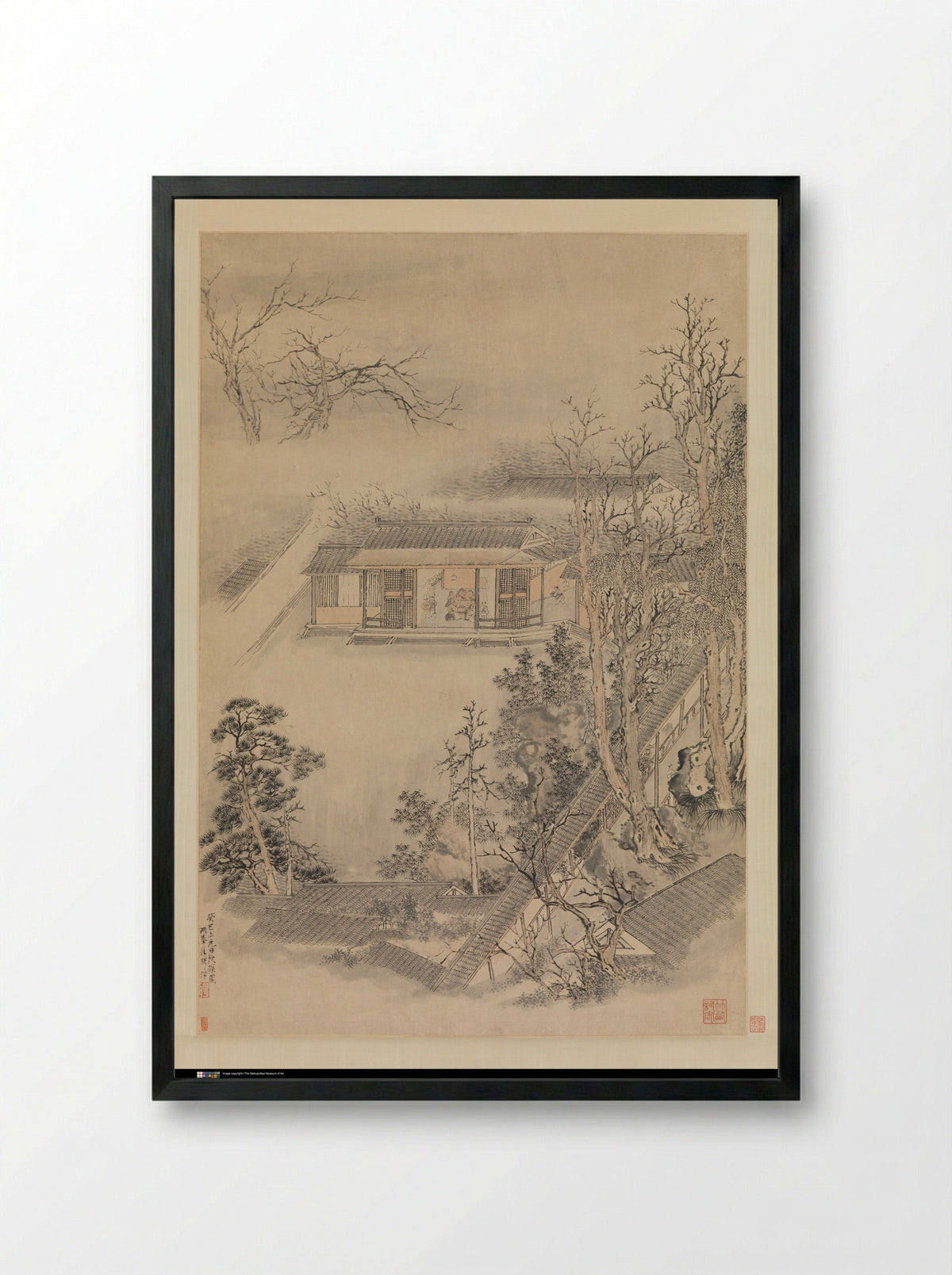 Drinking in the Bamboo Garden on the Lantern Festival - Luo Ping - Framed Print Black