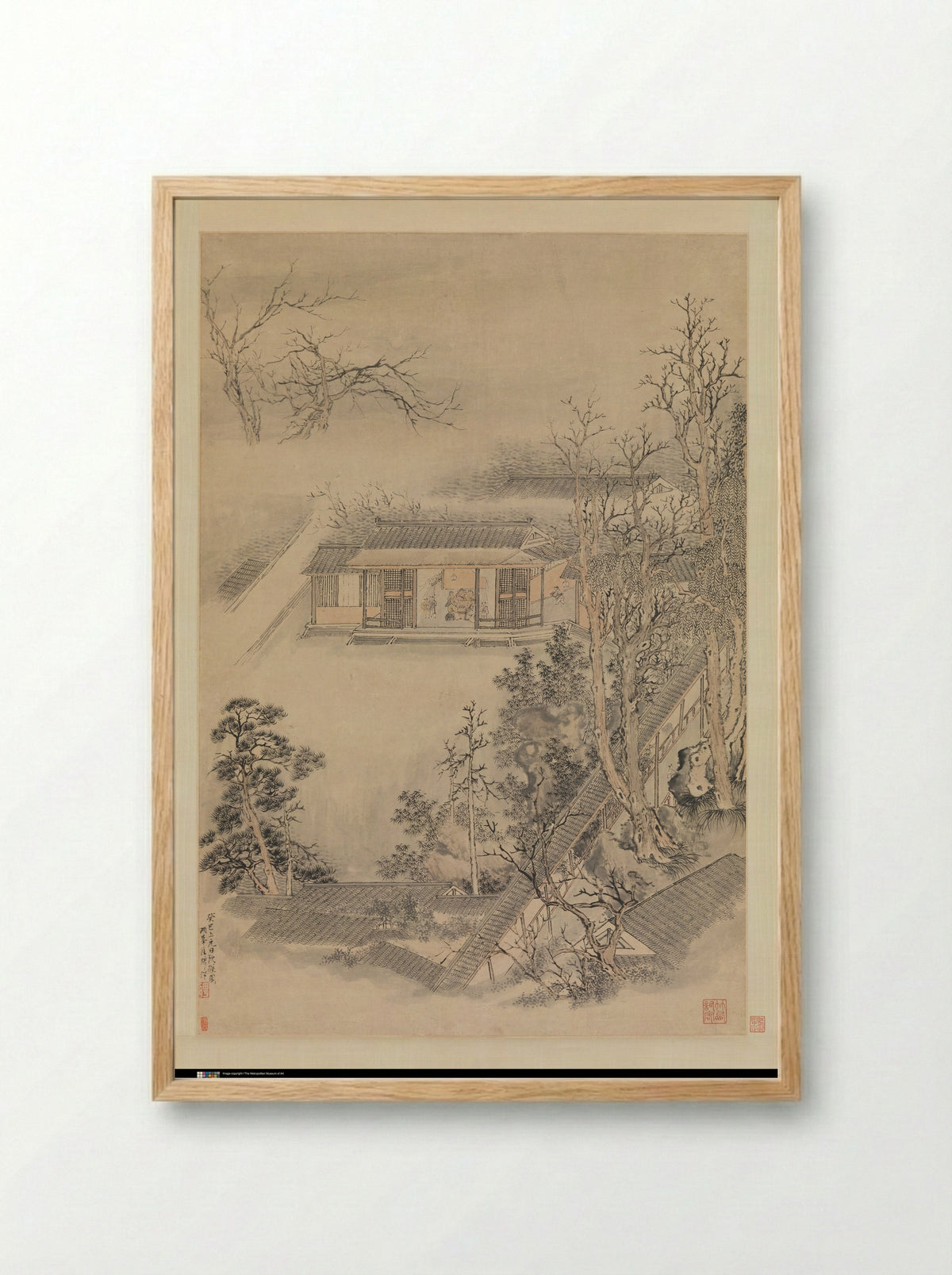 Drinking in the Bamboo Garden on the Lantern Festival - Luo Ping - Framed Print Wood