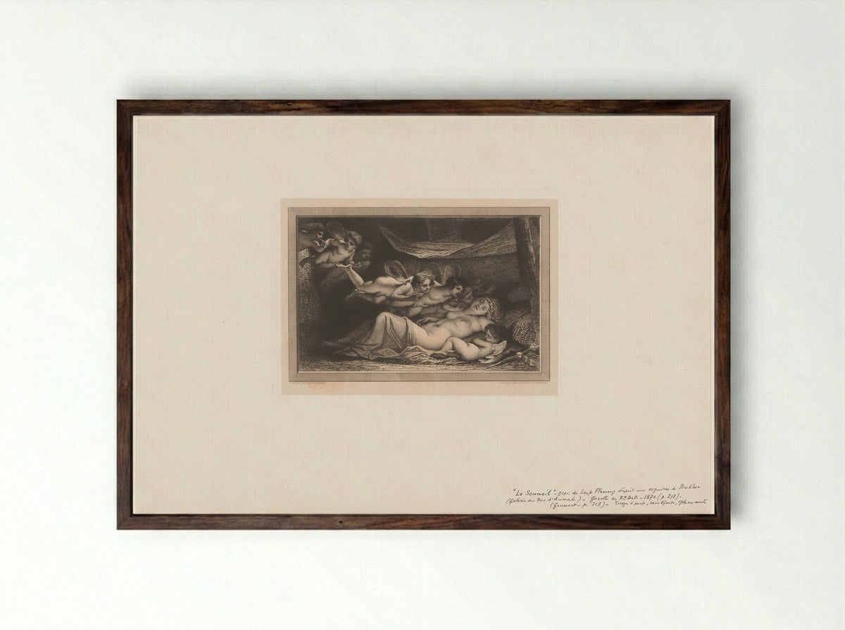 Dromende Psyche - Léopold Flameng - Framed Print Dark Wood