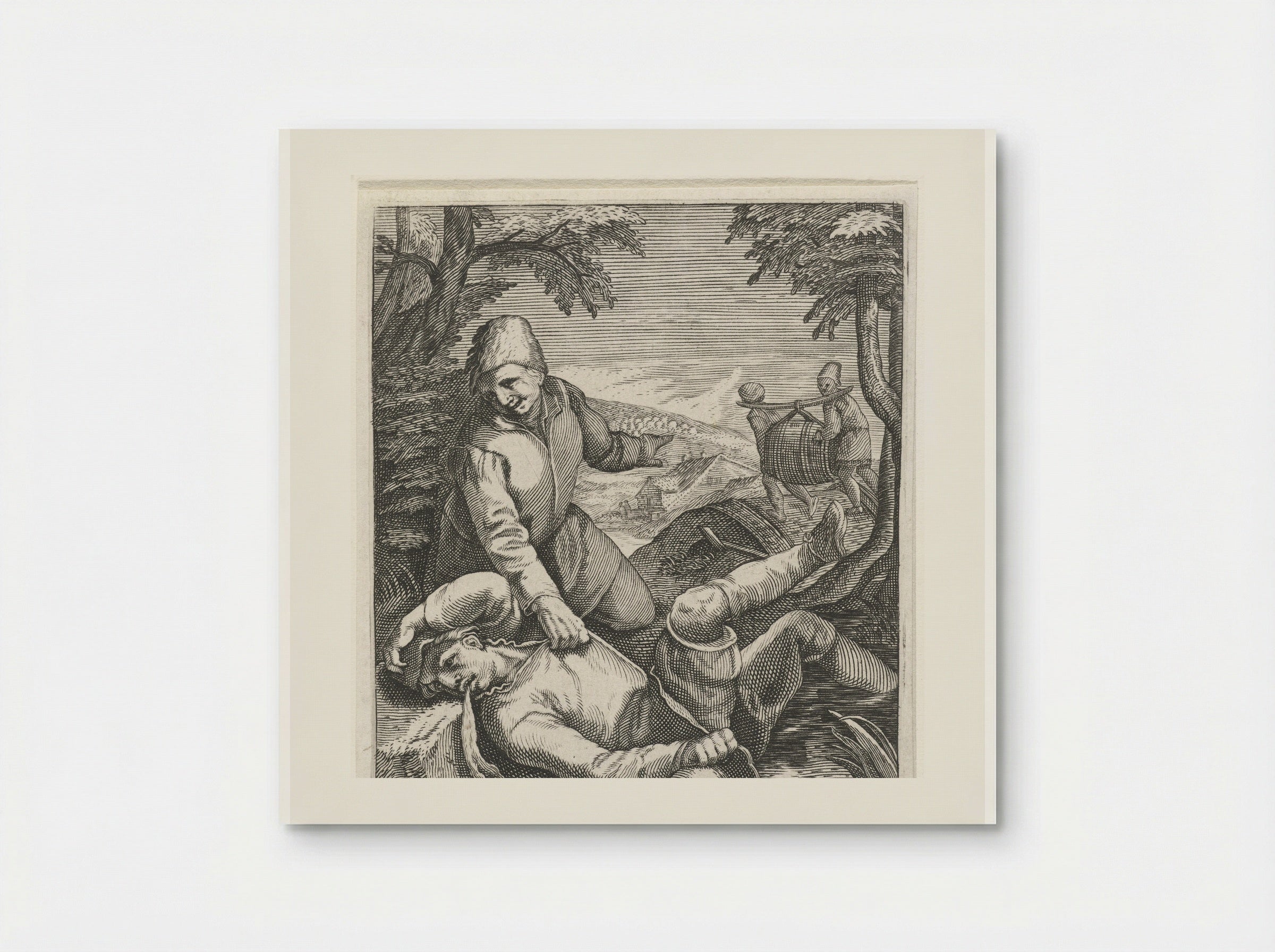 Dronkaard, brakend in een sloot - Johann Theodor de Bry - Poster