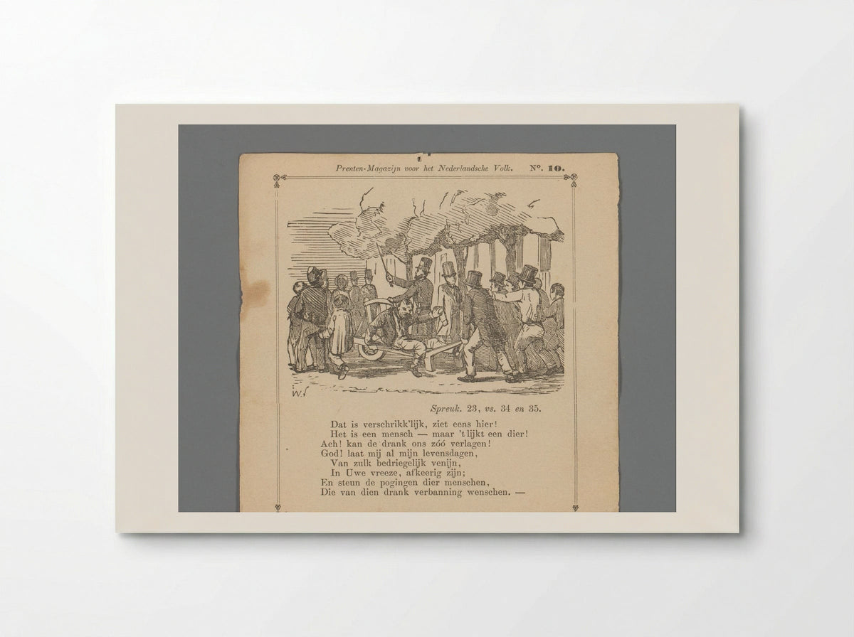 Dronkaard op een kruiwagen voortgeduwd door een groep mannen op straat - Isaac Weissenbruch - Poster