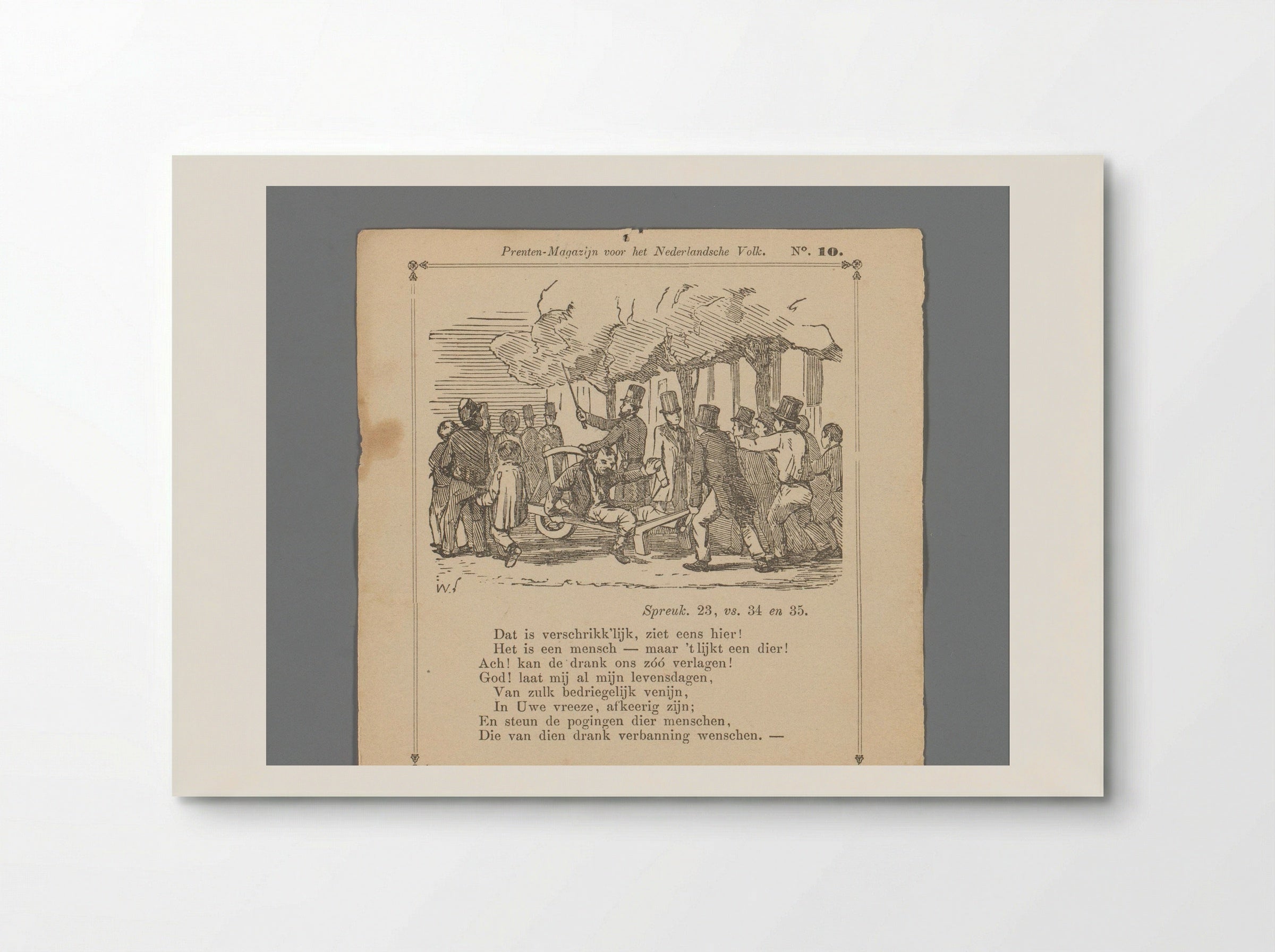 Dronkaard op een kruiwagen voortgeduwd door een groep mannen op straat - Isaac Weissenbruch - Poster