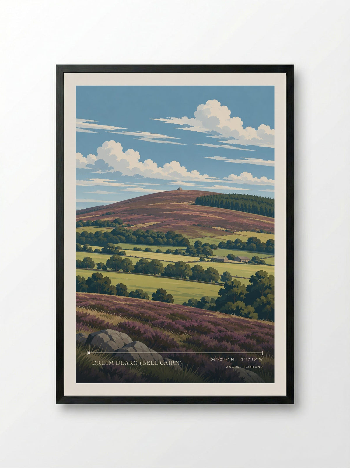 Druim Dearg (Bell Cairn), Angus | Travel Poster - Framed Print Black
