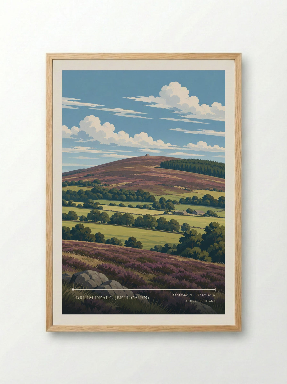 Druim Dearg (Bell Cairn), Angus | Travel Poster - Framed Print Wood