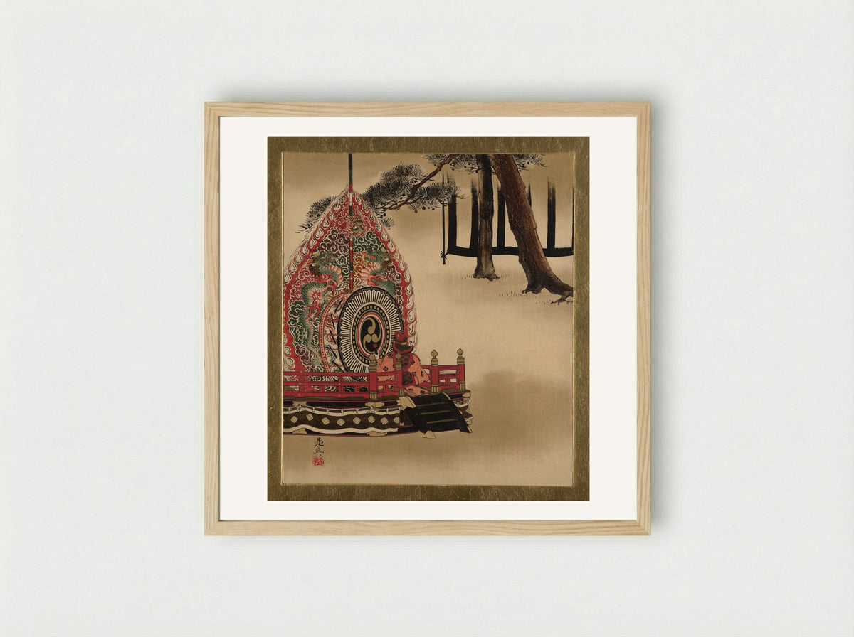Drum for Gagaku Dance - Shibata Zeshin - Framed Print Wood