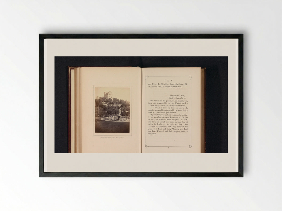 Drummond Castle, from the Gardens - George Washington Wilson - Framed Print Black