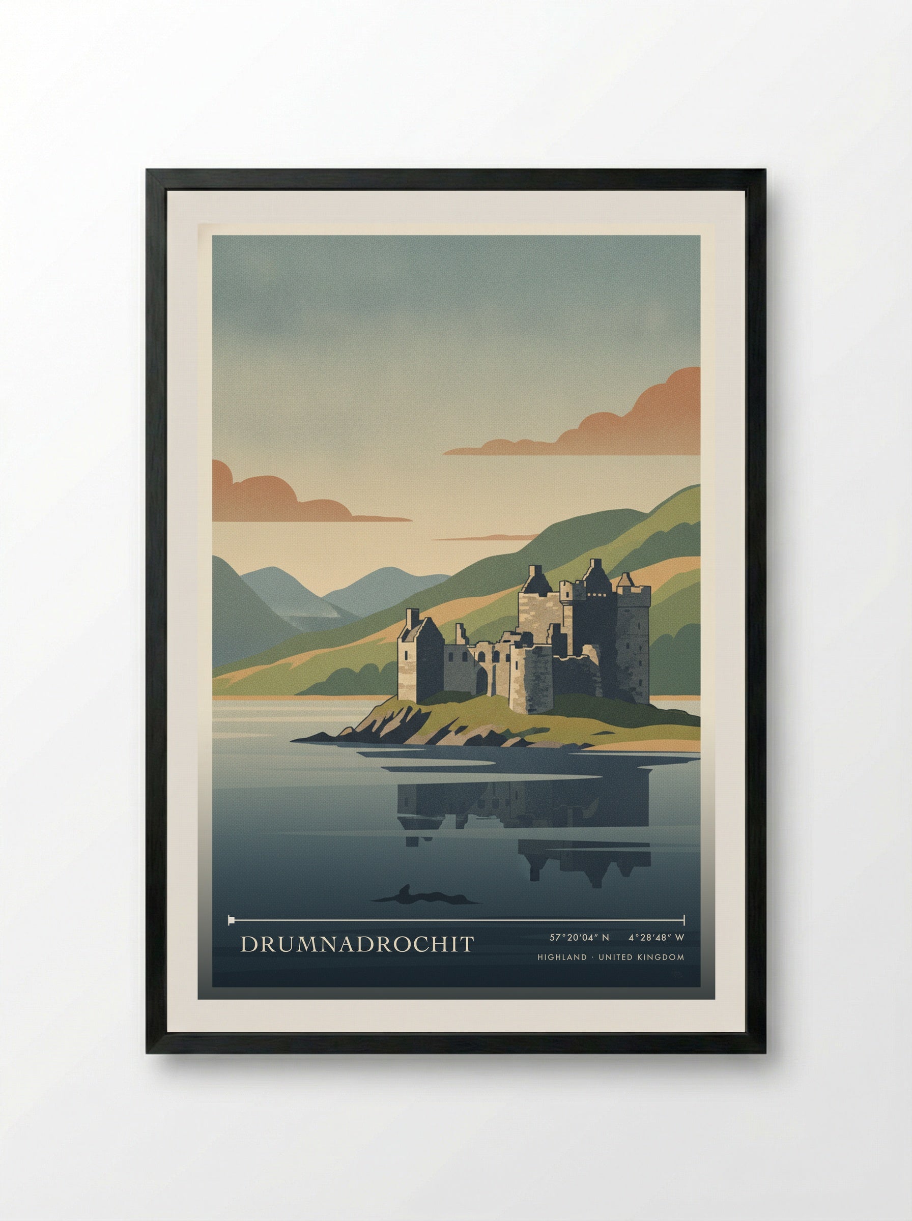 Drumnadrochit Highland United Kingdom Travel Poster - Framed Print Black