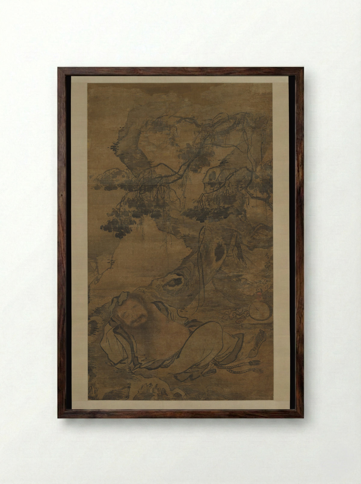 Drunken Recluse Beneath an Old Tree - Chen Zihe - Framed Print Dark Wood