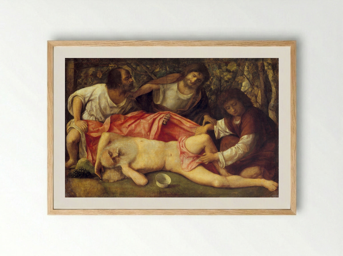 Drunkenness of Noah - Giovanni Bellini - Framed Print Wood