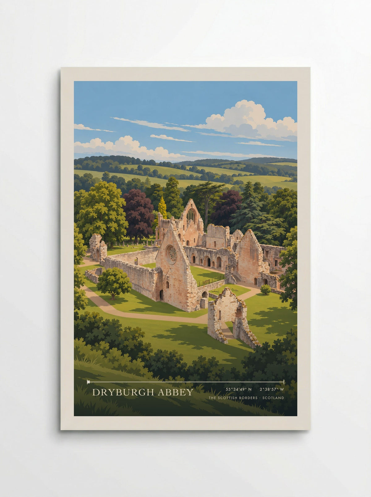 Dryburgh Abbey, The Scottish Borders | Travel Poster - Poster