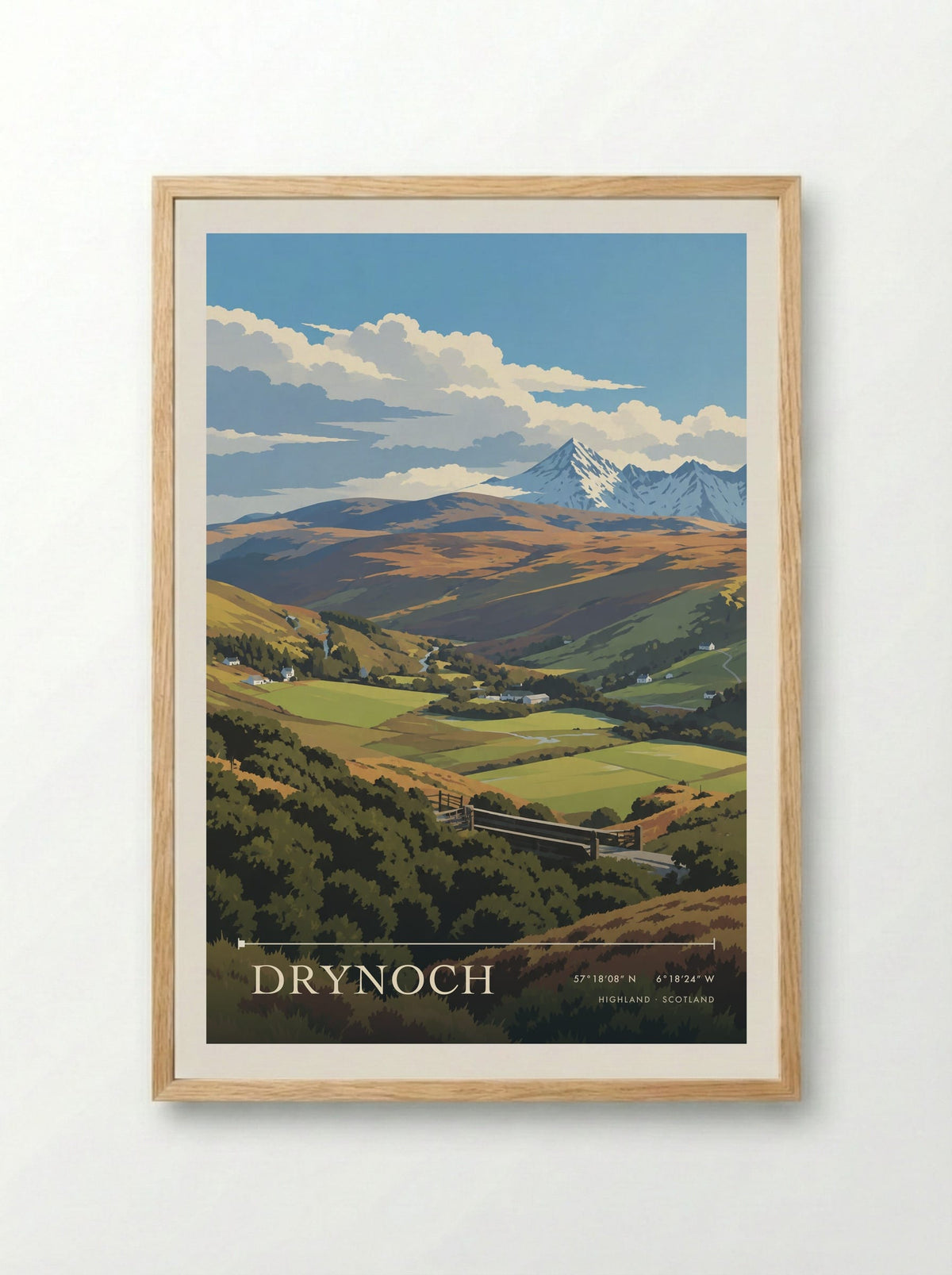 Drynoch, Highland | Travel Poster - Framed Print Wood