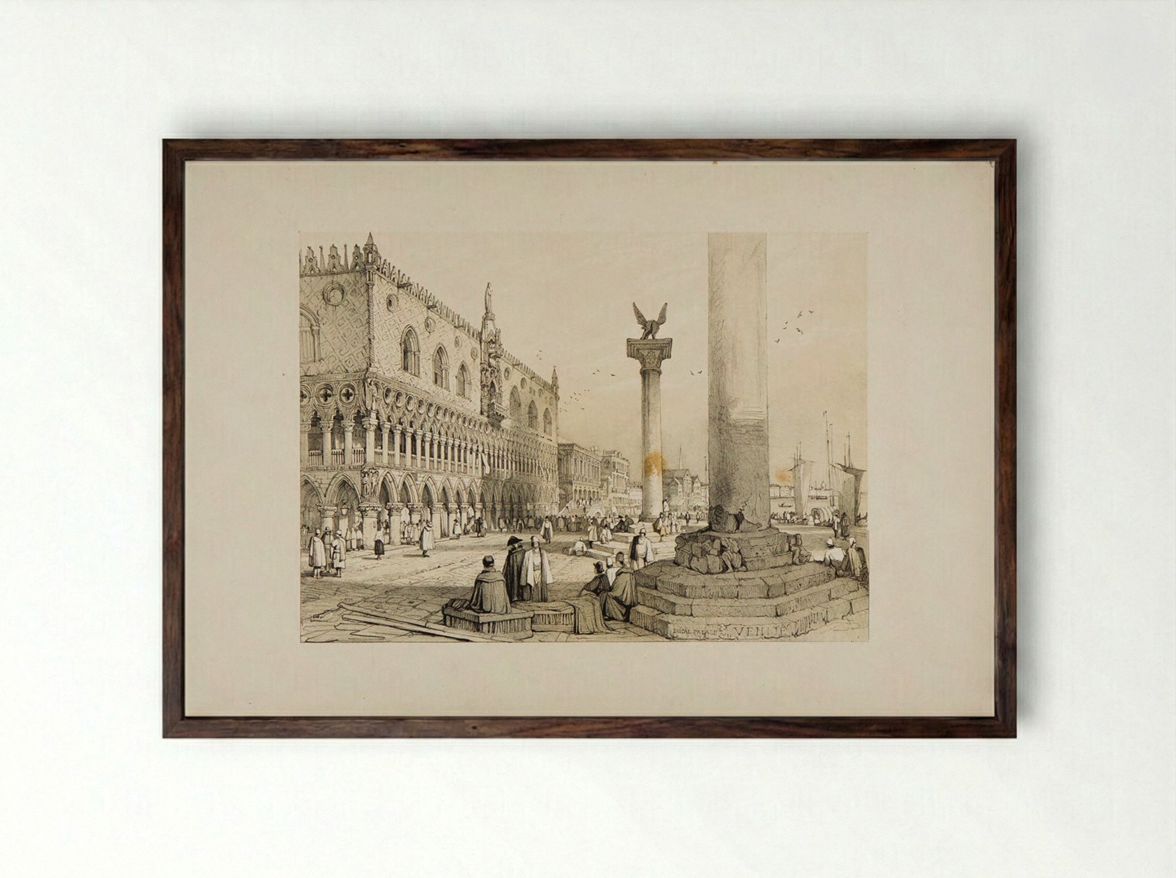 Ducal Palace, Venice - Samuel Prout - Framed Print Dark Wood