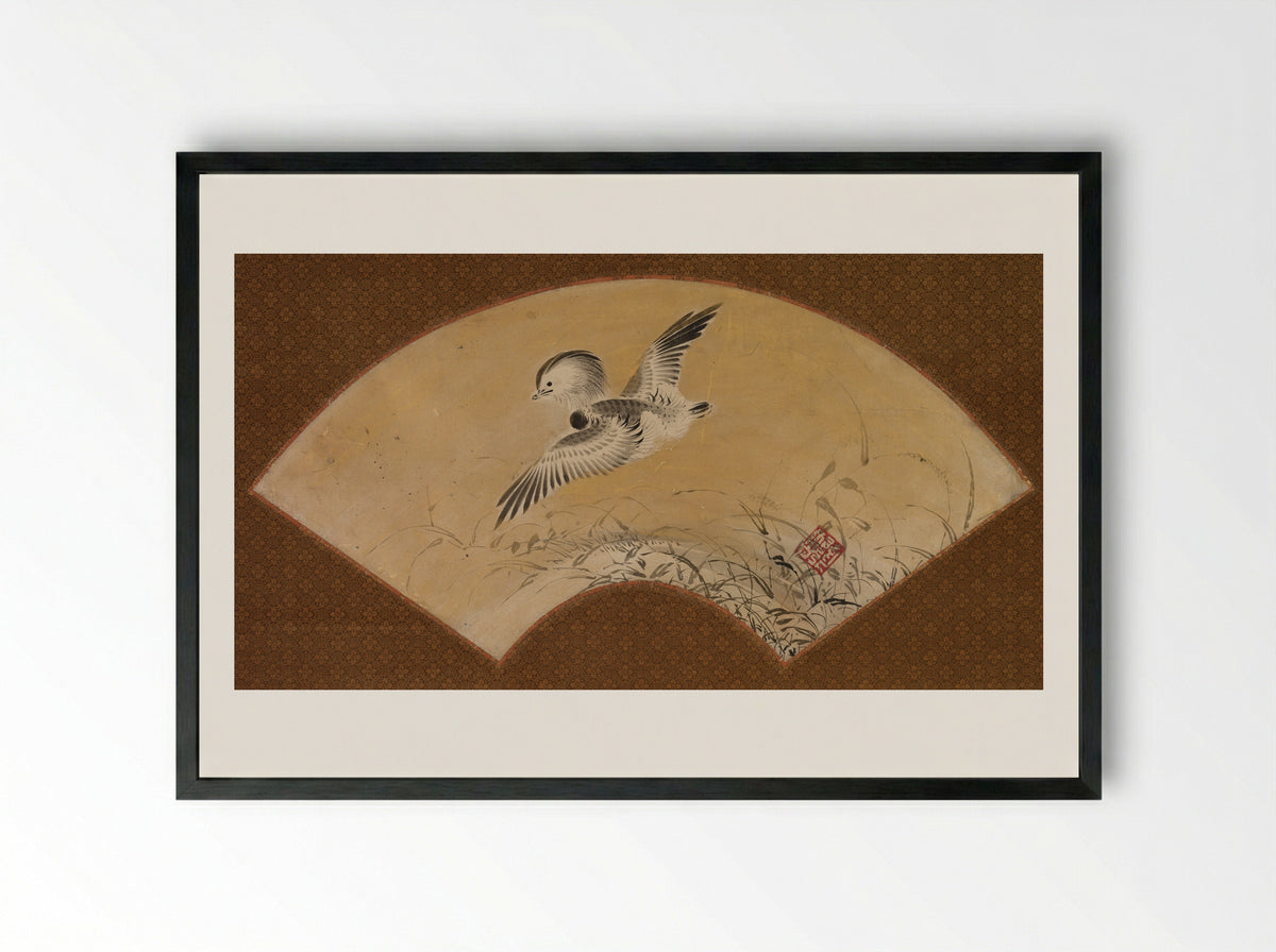 Duck in Flight - Shikibu Terutada - Framed Print Black