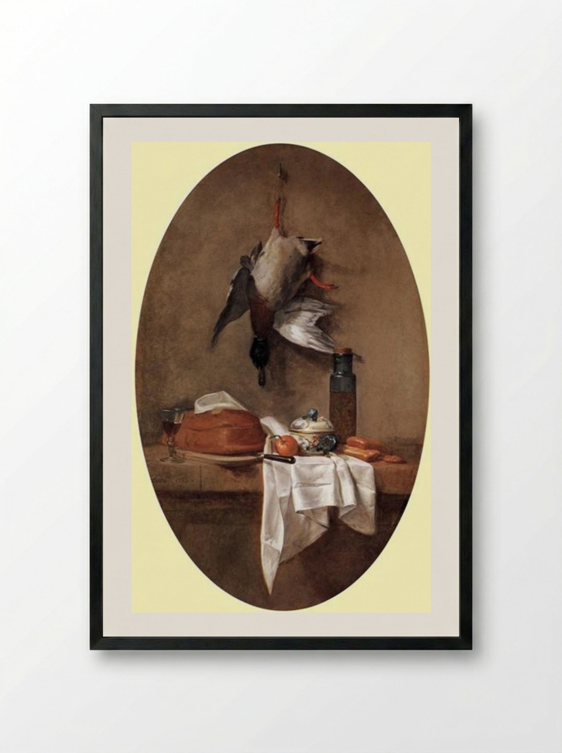 Duck with an Olive Jar - Jean-Baptiste-Simeon Chardin - Framed Print Black