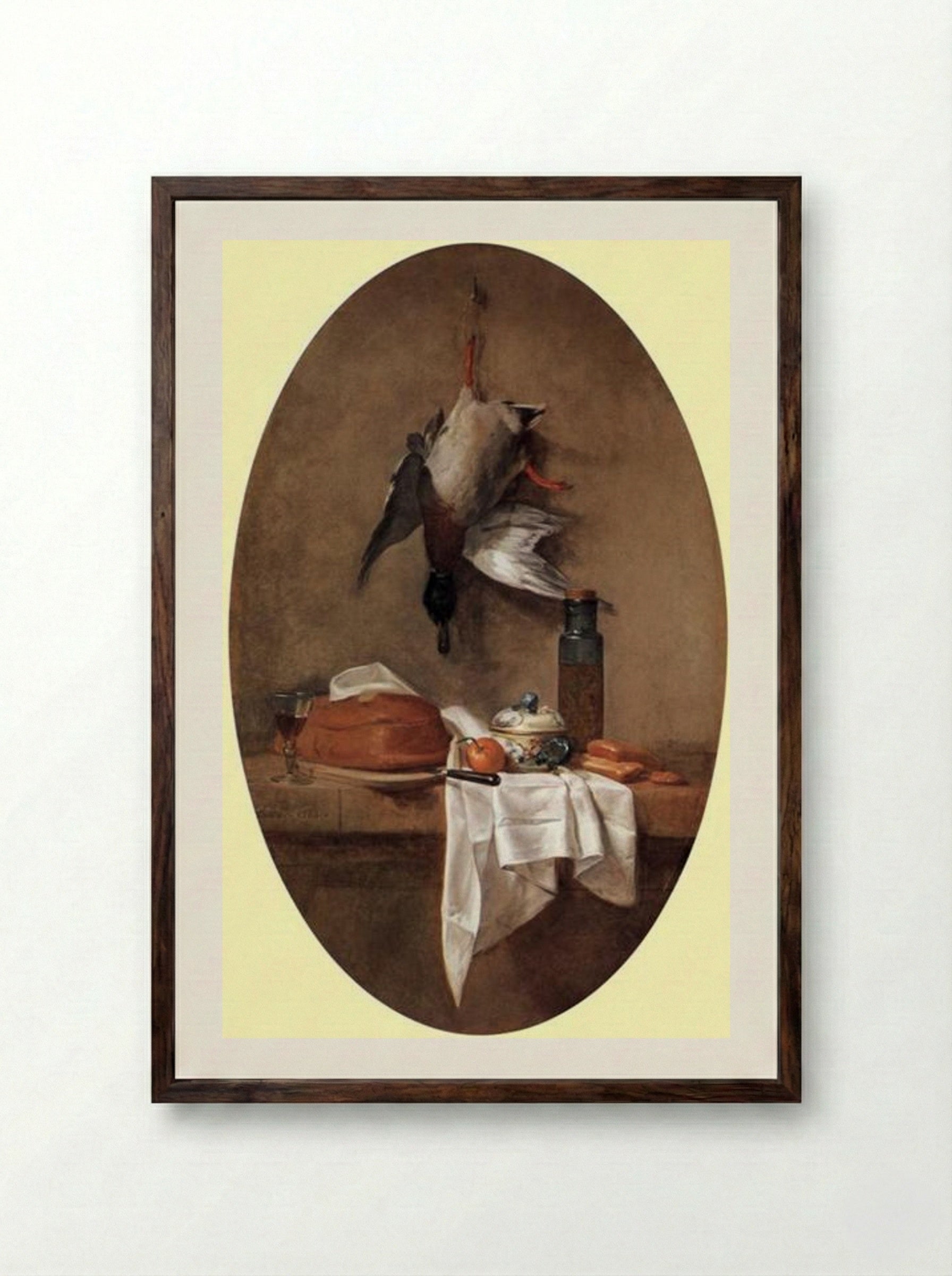 Duck with an Olive Jar - Jean-Baptiste-Simeon Chardin - Framed Print Dark Wood