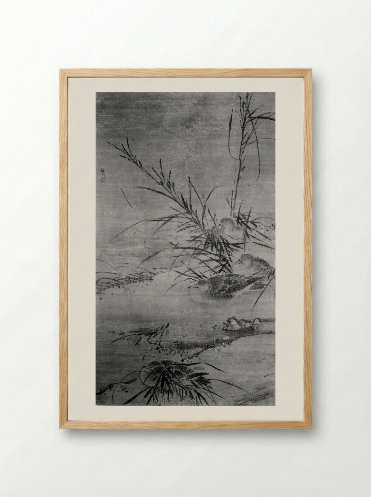 Ducks and Reeds - Lin Liang - Framed Print Wood