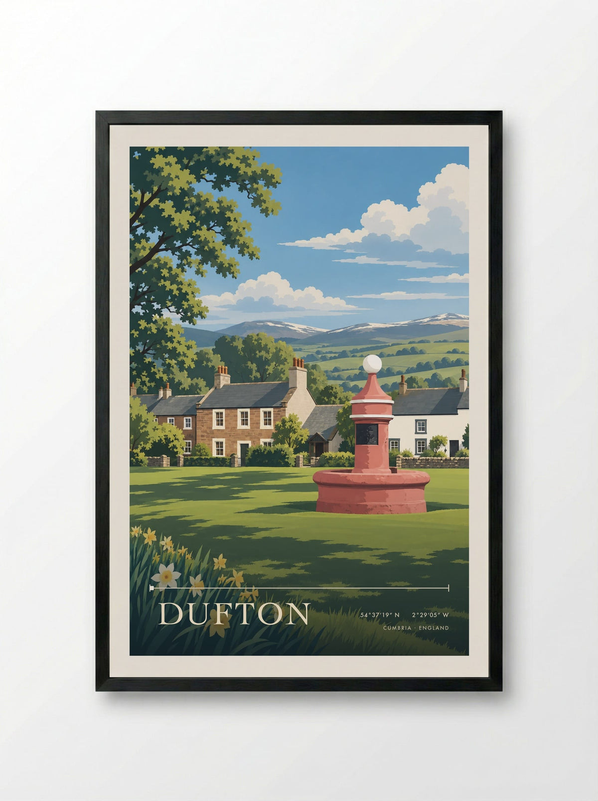 Dufton, Cumbria | Travel Poster - Framed Print Black