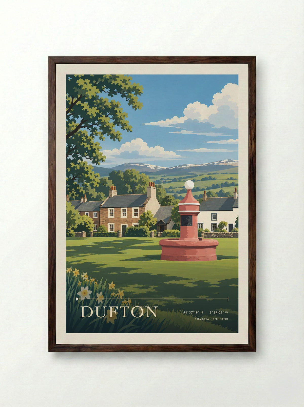 Dufton, Cumbria | Travel Poster - Framed Print Dark Wood