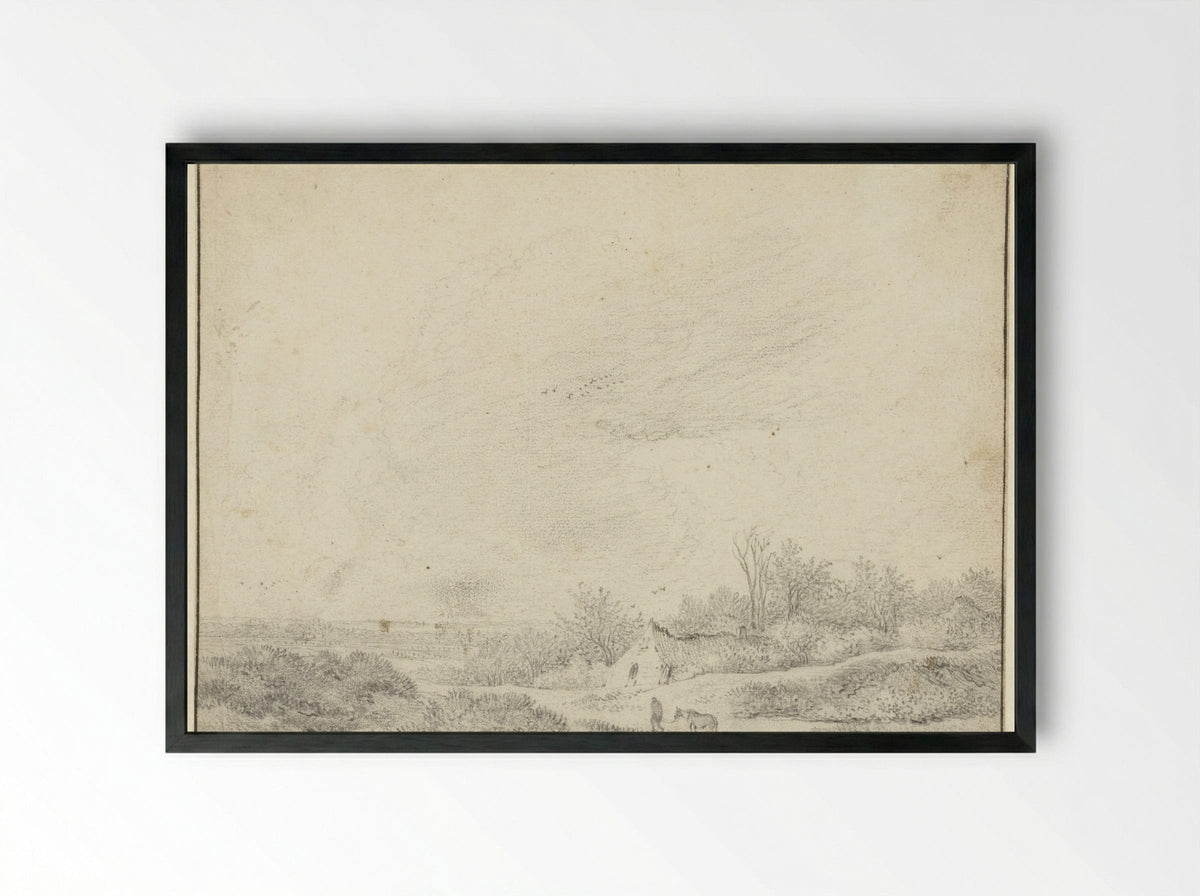 Duinlandschap met boerderijen - Guillam Du Bois - Framed Print Black