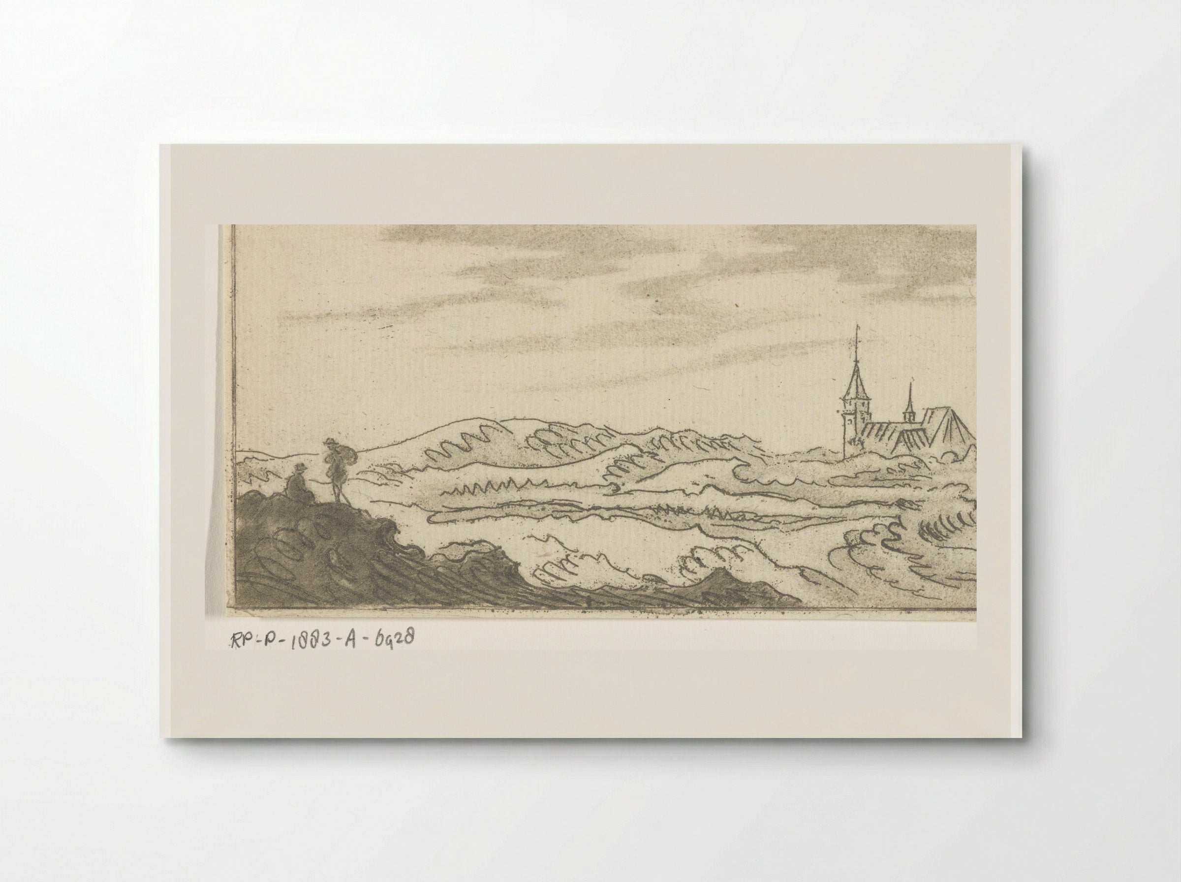 Duinlandschap met een kerk - Cornelis van Noorde - Poster