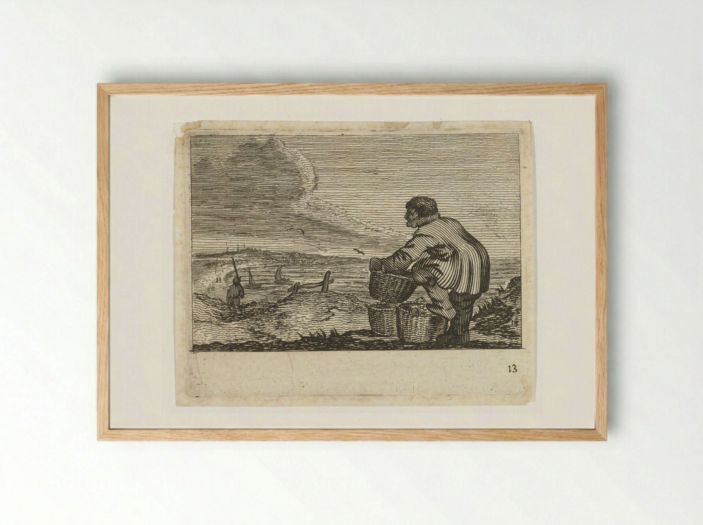 Duinlandschap met een man met drie manden - Gillis van Scheyndel (I) - Framed Print Wood