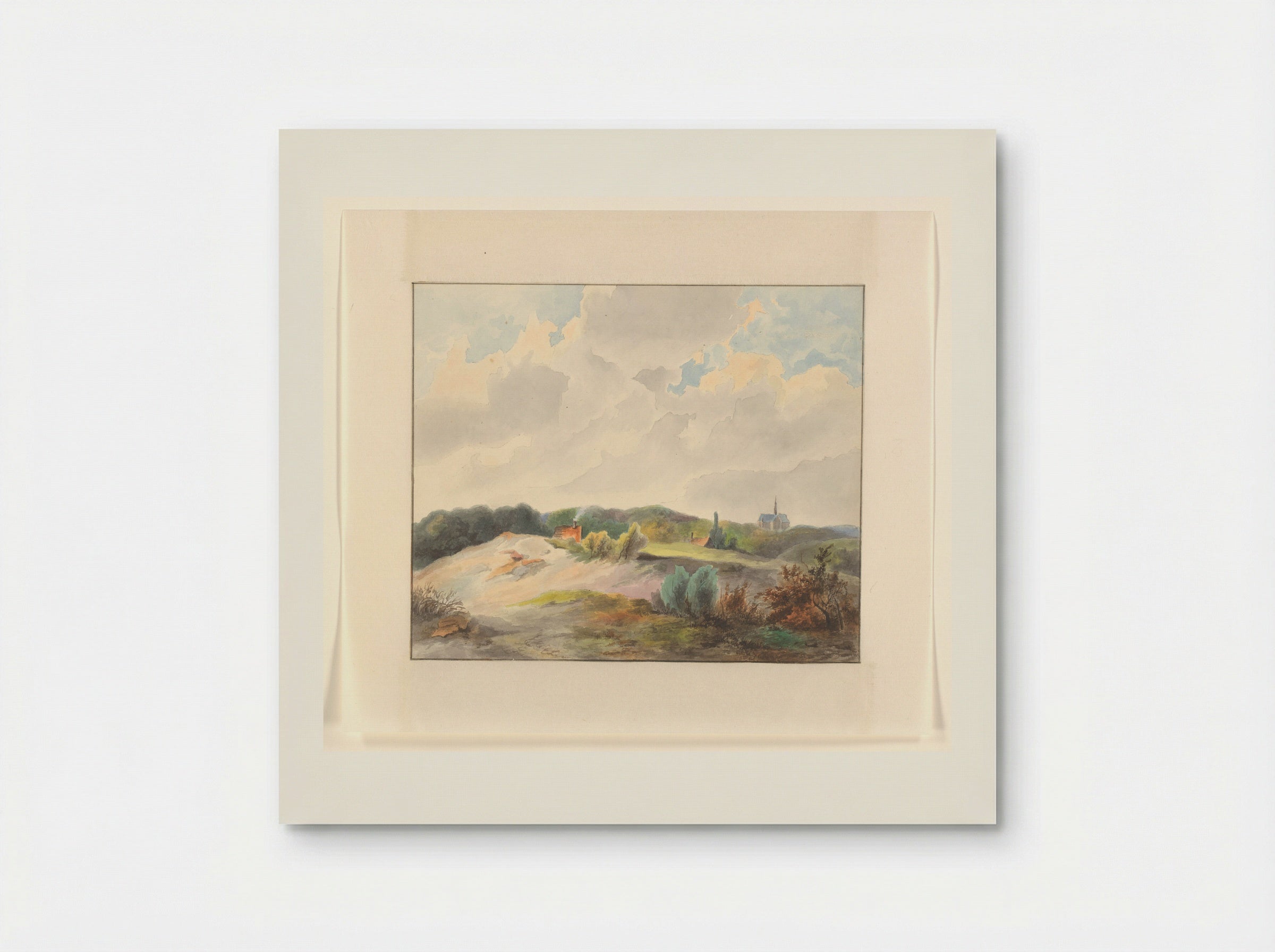 Duinlandschap met huizen en een kerk - Johannes van Reijn - Poster