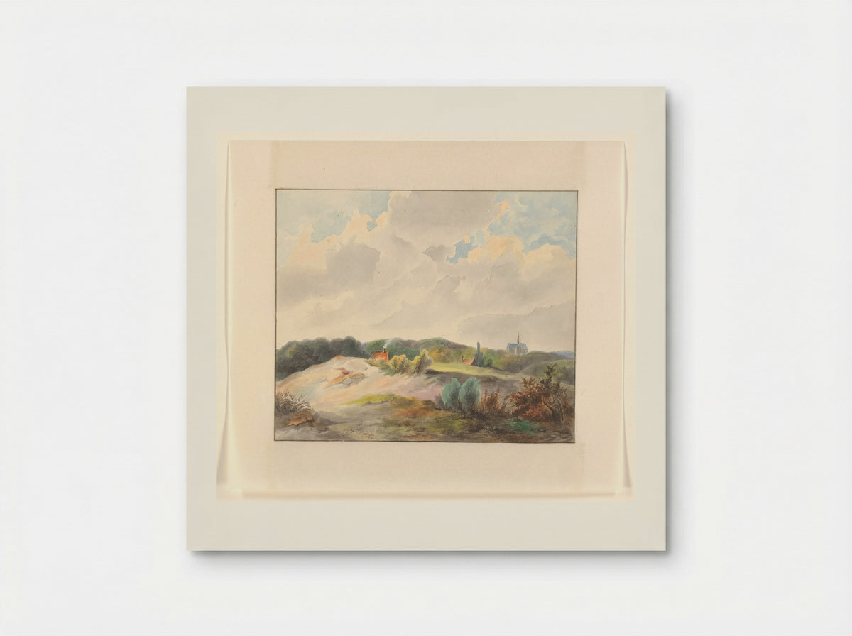 Duinlandschap met huizen en een kerk - Johannes van Reijn - Poster