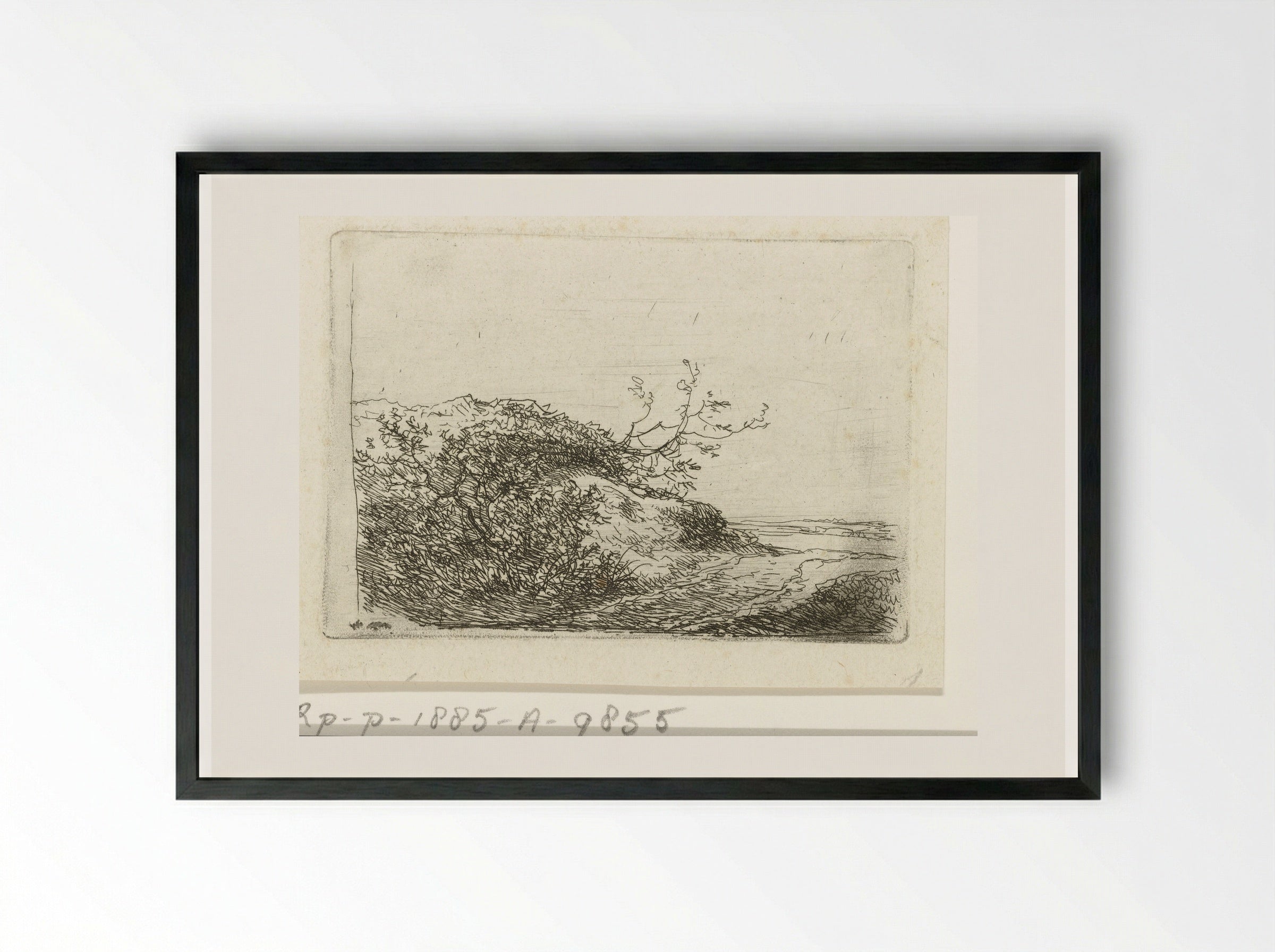 Duinlandschap met struiken - Andreas Schelfhout - Framed Print Black