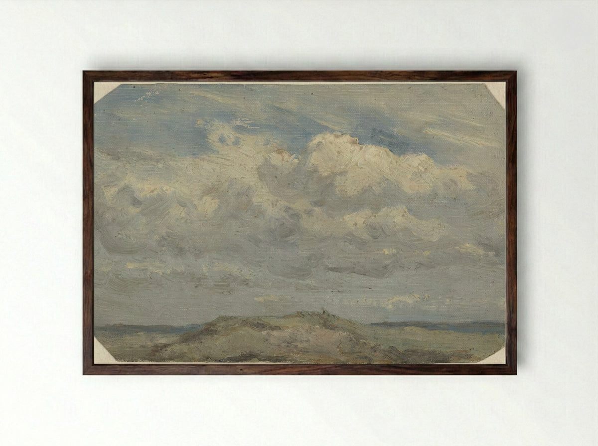 Duintop met op de achtergrond de zee - Jan Willem van Borselen - Framed Print Dark Wood