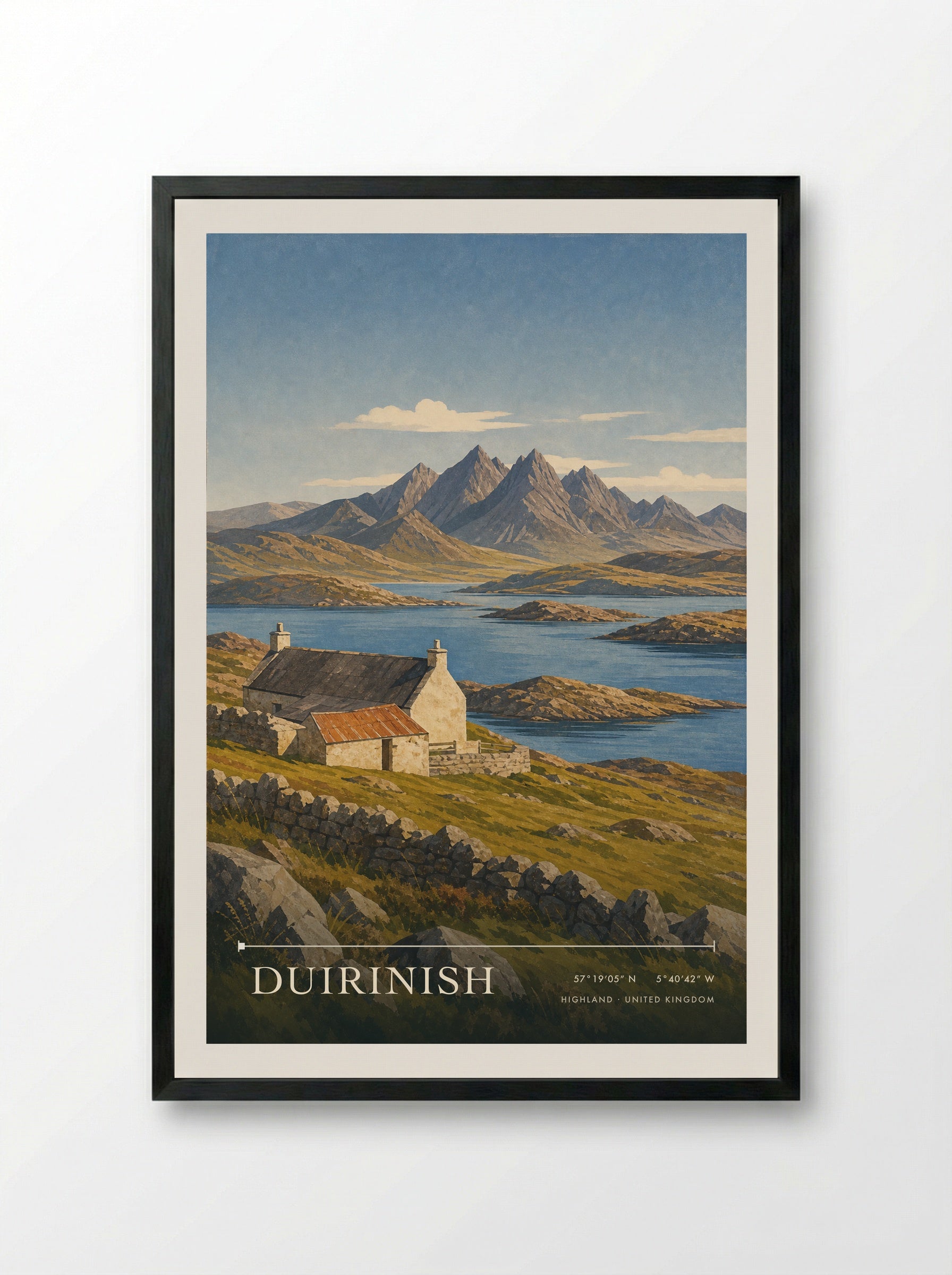 Duirinish Highland United Kingdom Travel Poster - Framed Print Black