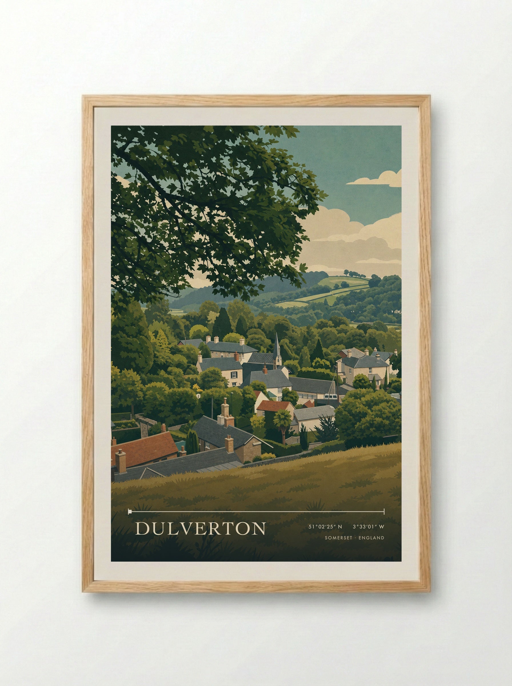 Dulverton Somerset England Travel Poster - Framed Print Wood